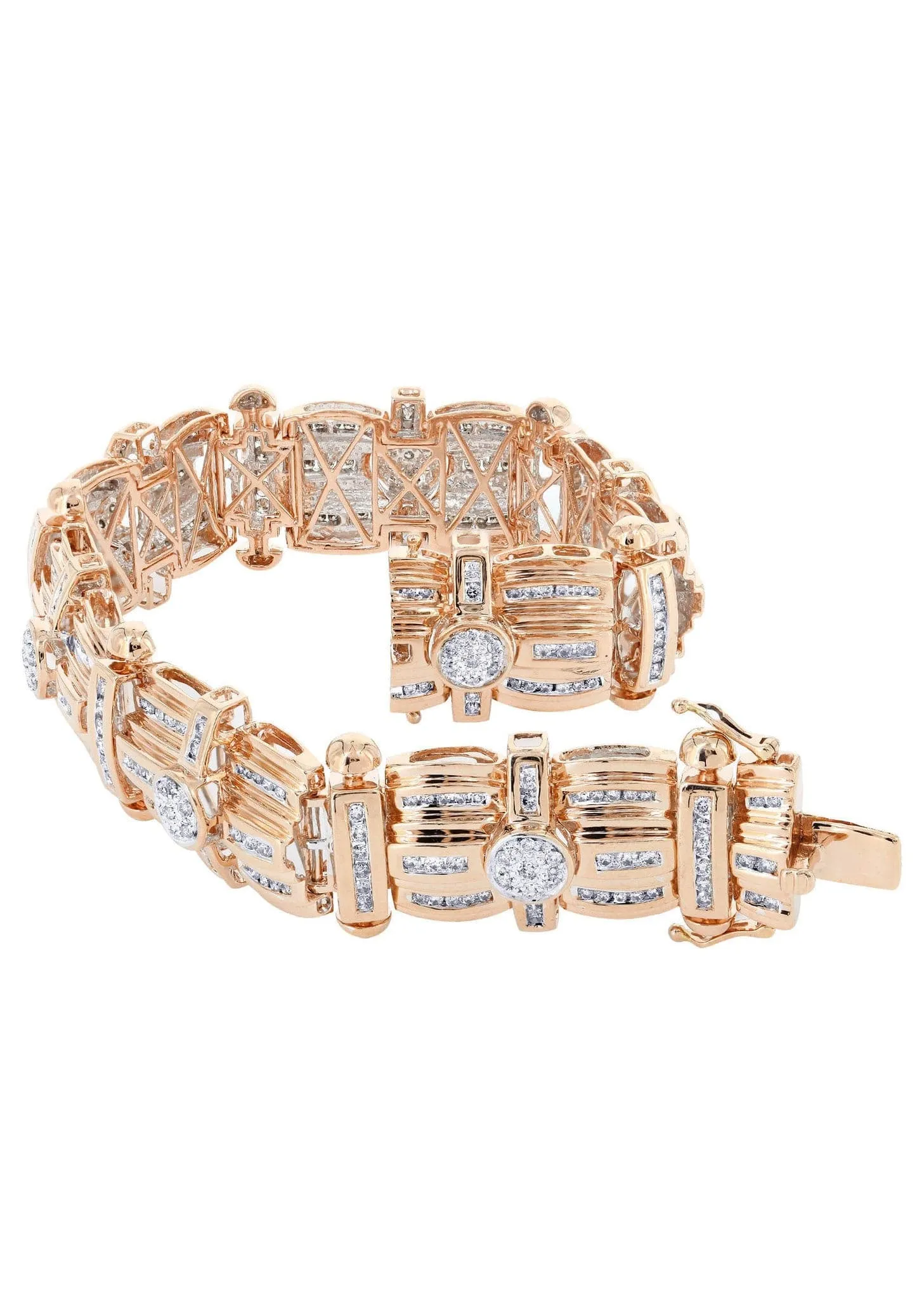 Mens Diamond Bracelet Rose Gold| 3.96 Carats| 60.77 Grams
