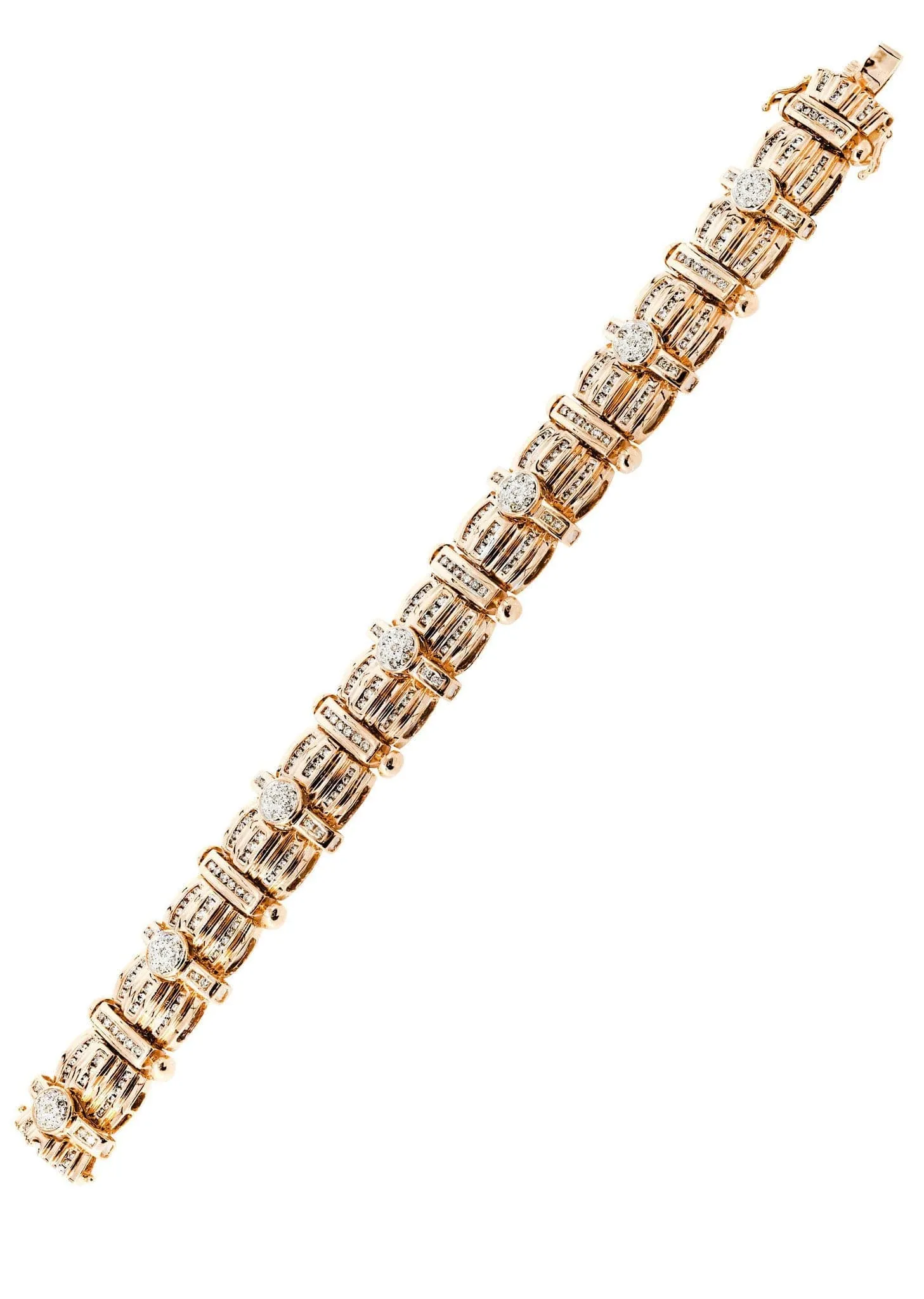 Mens Diamond Bracelet Rose Gold| 3.96 Carats| 60.77 Grams