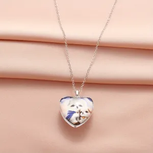 Men's Heart Shaped Dog Pendant Necklace Hip Hop Couple Necklace