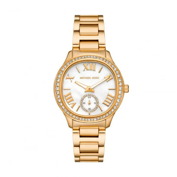 Michael Kors Sage Gold Stainless Steel Mother Of Pearl Dial Quartz Watch for Ladies - MK4805