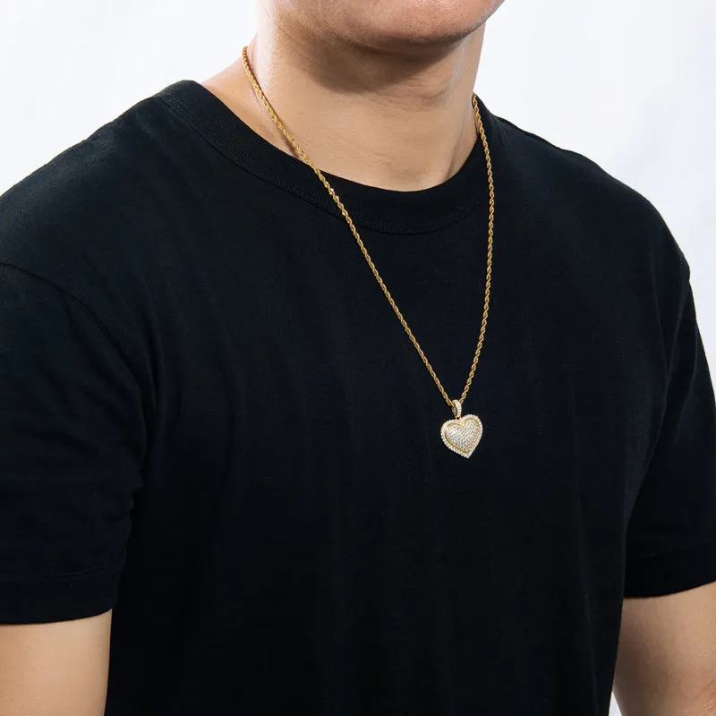 Micro Setting Created Diamond Heart Shaped Hip Hop Pendant Necklace