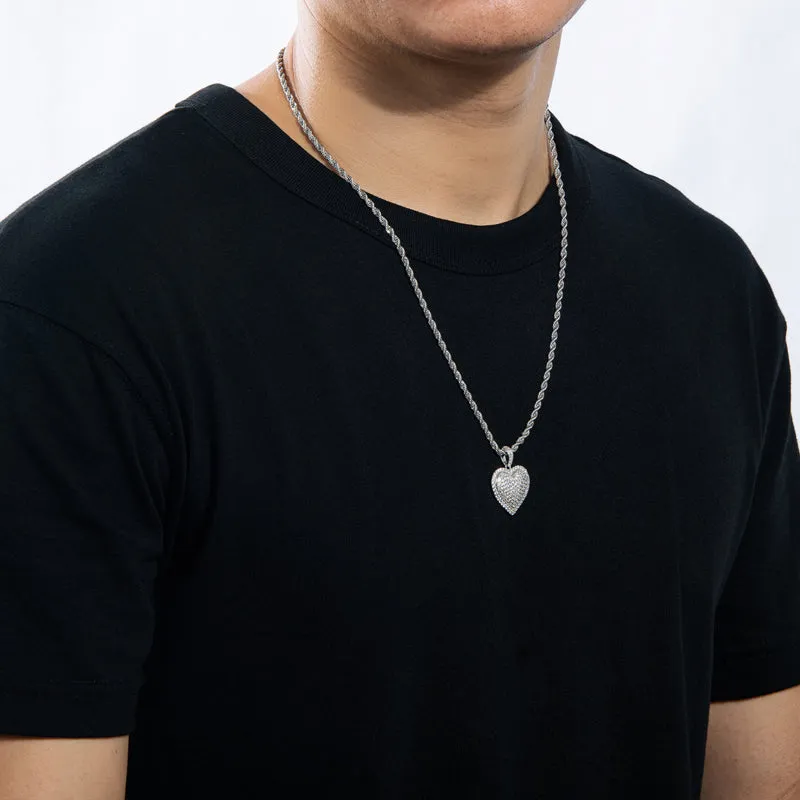 Micro Setting Created Diamond Heart Shaped Hip Hop Pendant Necklace