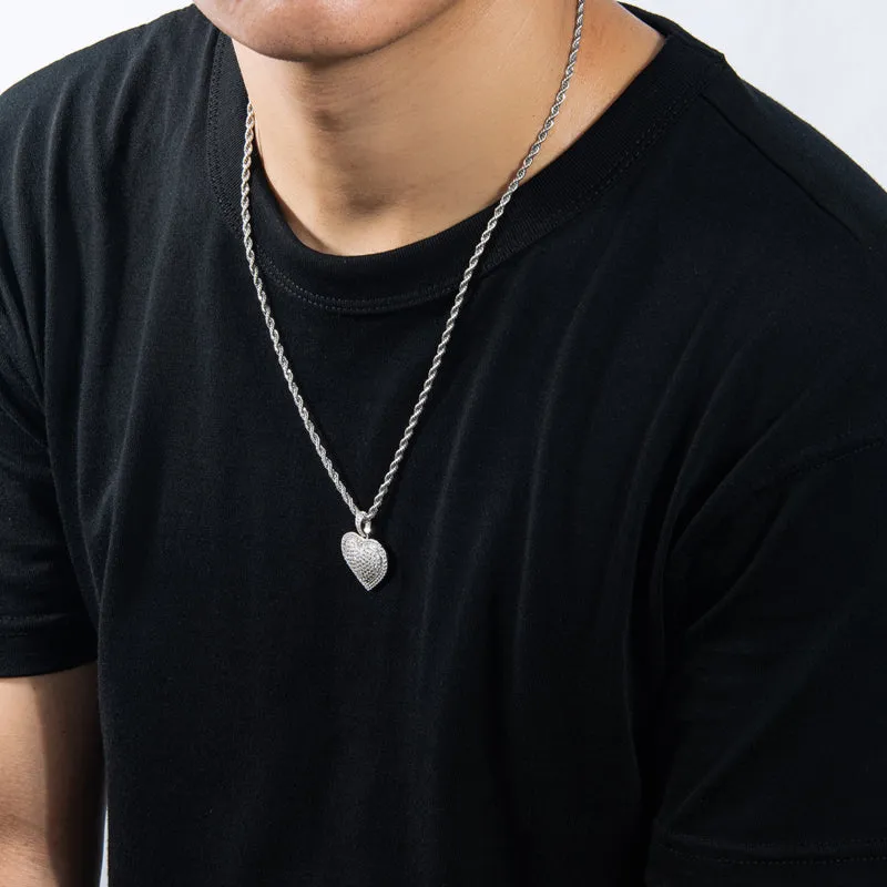 Micro Setting Created Diamond Heart Shaped Hip Hop Pendant Necklace