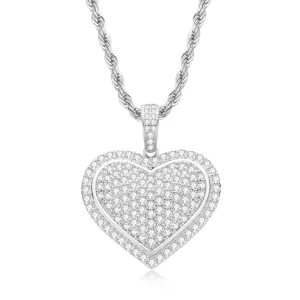 Micro Setting Created Diamond Heart Shaped Hip Hop Pendant Necklace