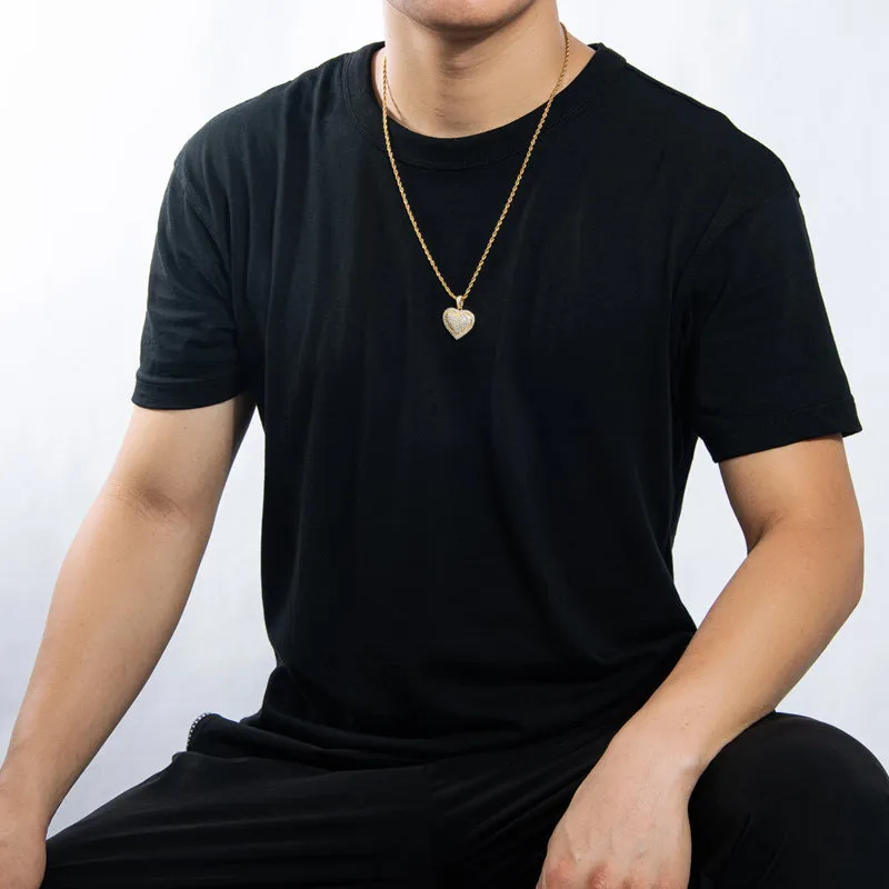 Micro Setting Created Diamond Heart Shaped Hip Hop Pendant Necklace
