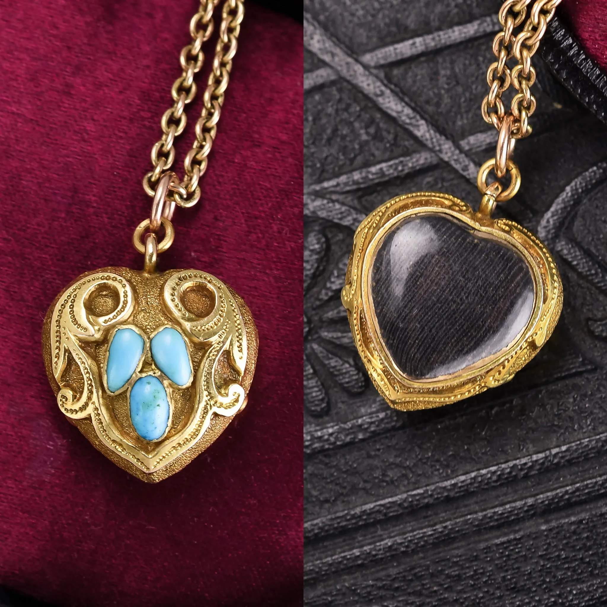 Mid-Victorian Turquoise Heart Locket
