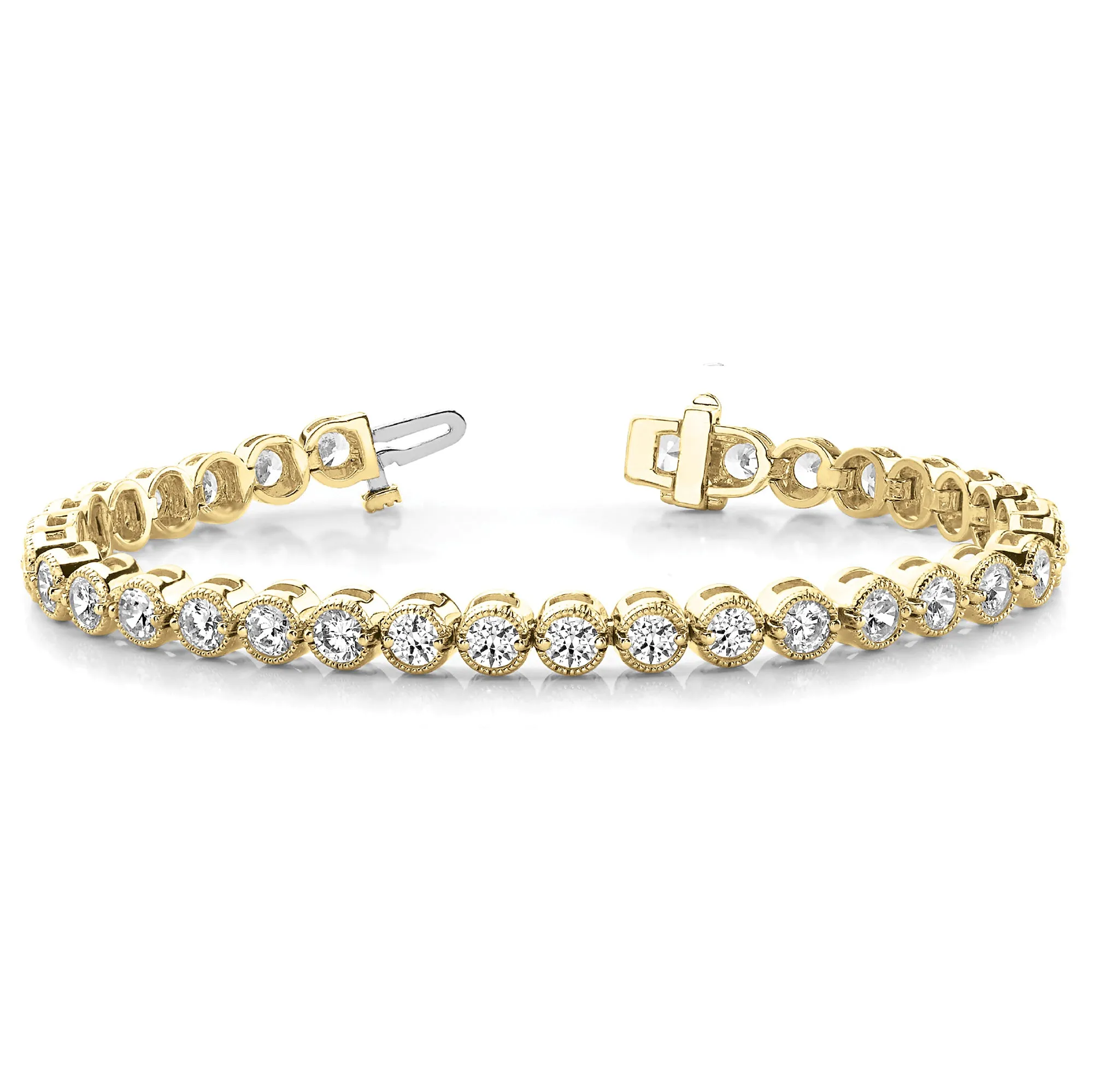 Milgrain Bezel Set 5.75 ctw Round Diamond Tennis Bracelet