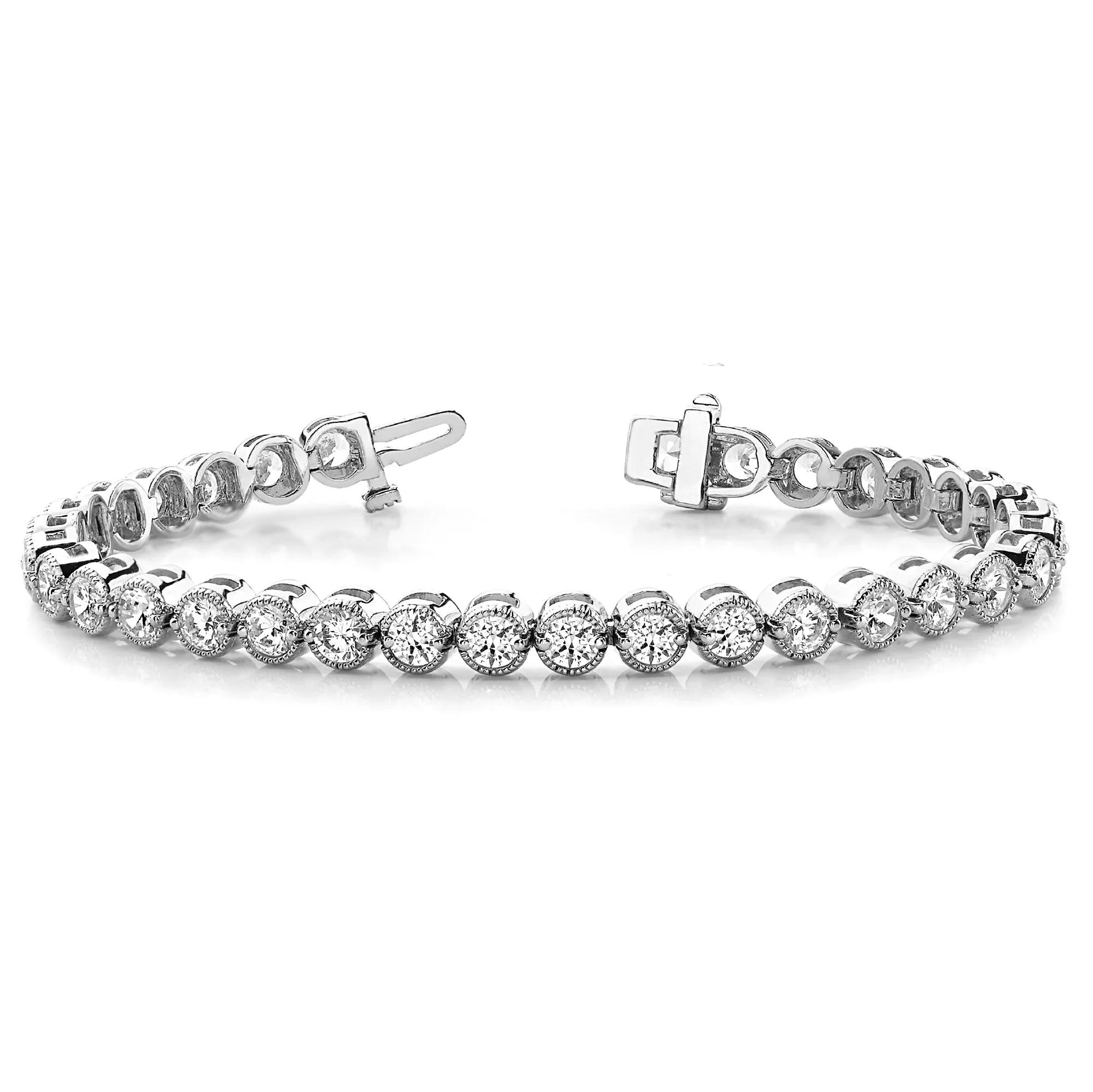 Milgrain Bezel Set 5.75 ctw Round Diamond Tennis Bracelet