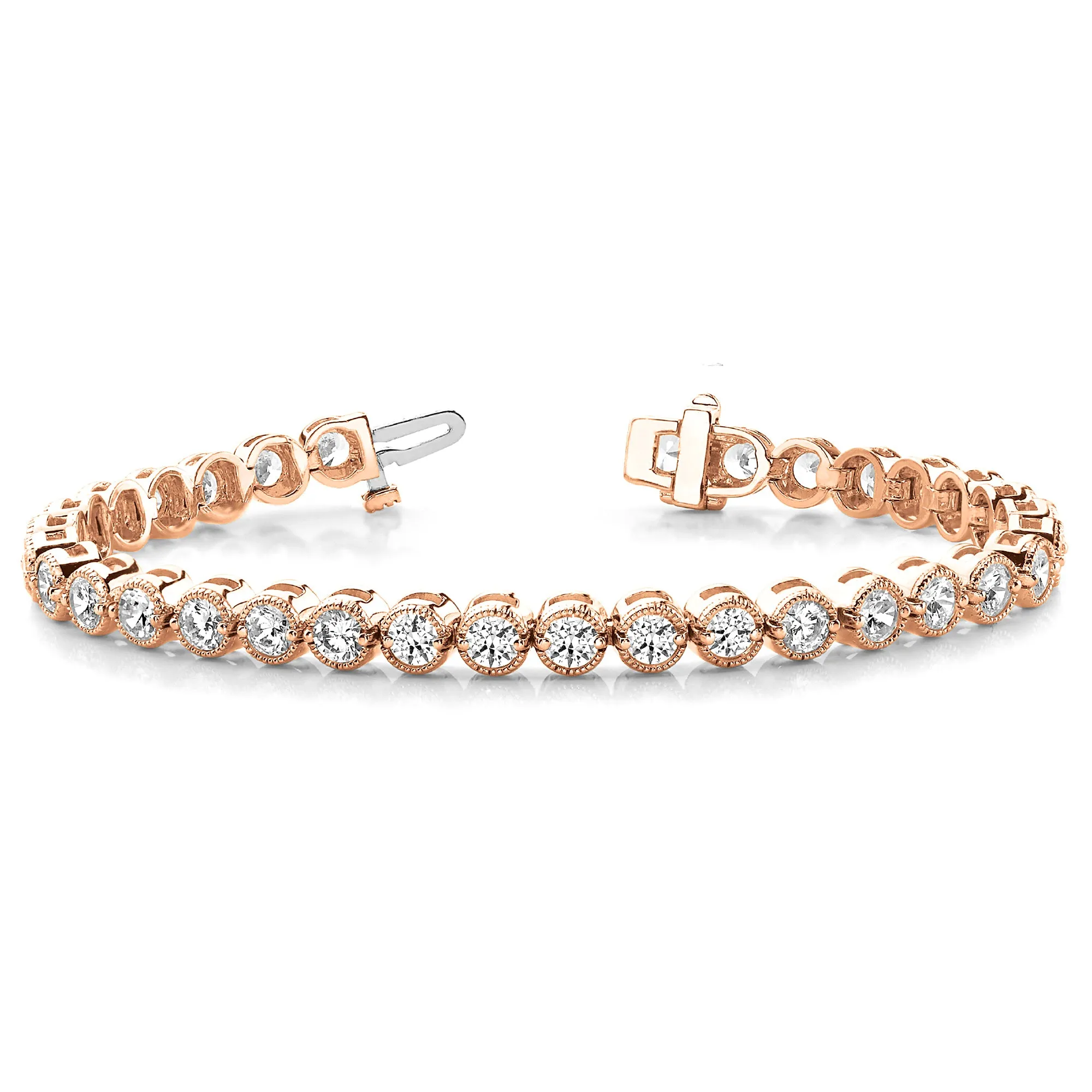 Milgrain Bezel Set 5.75 ctw Round Diamond Tennis Bracelet