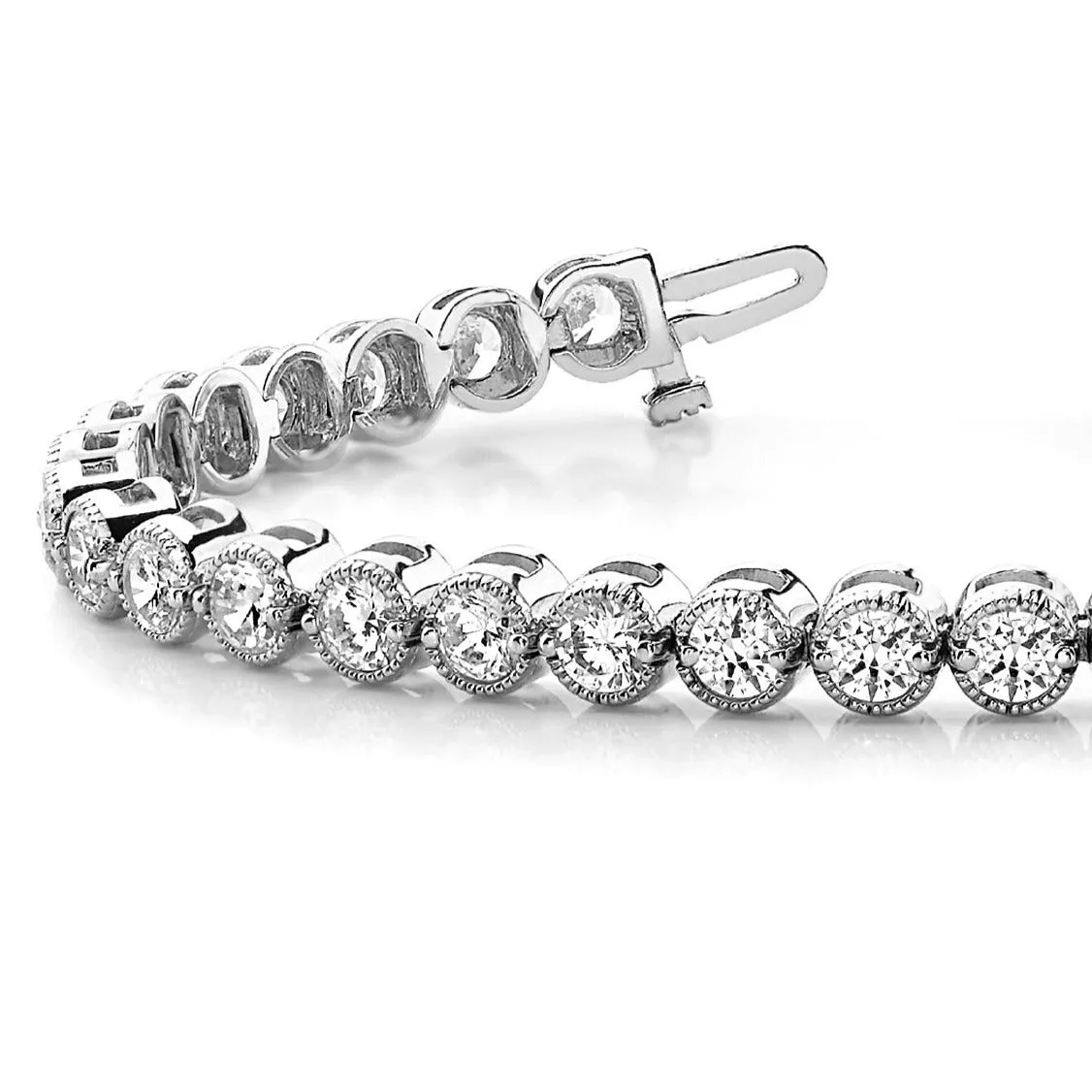 Milgrain Bezel Set 5.75 ctw Round Diamond Tennis Bracelet