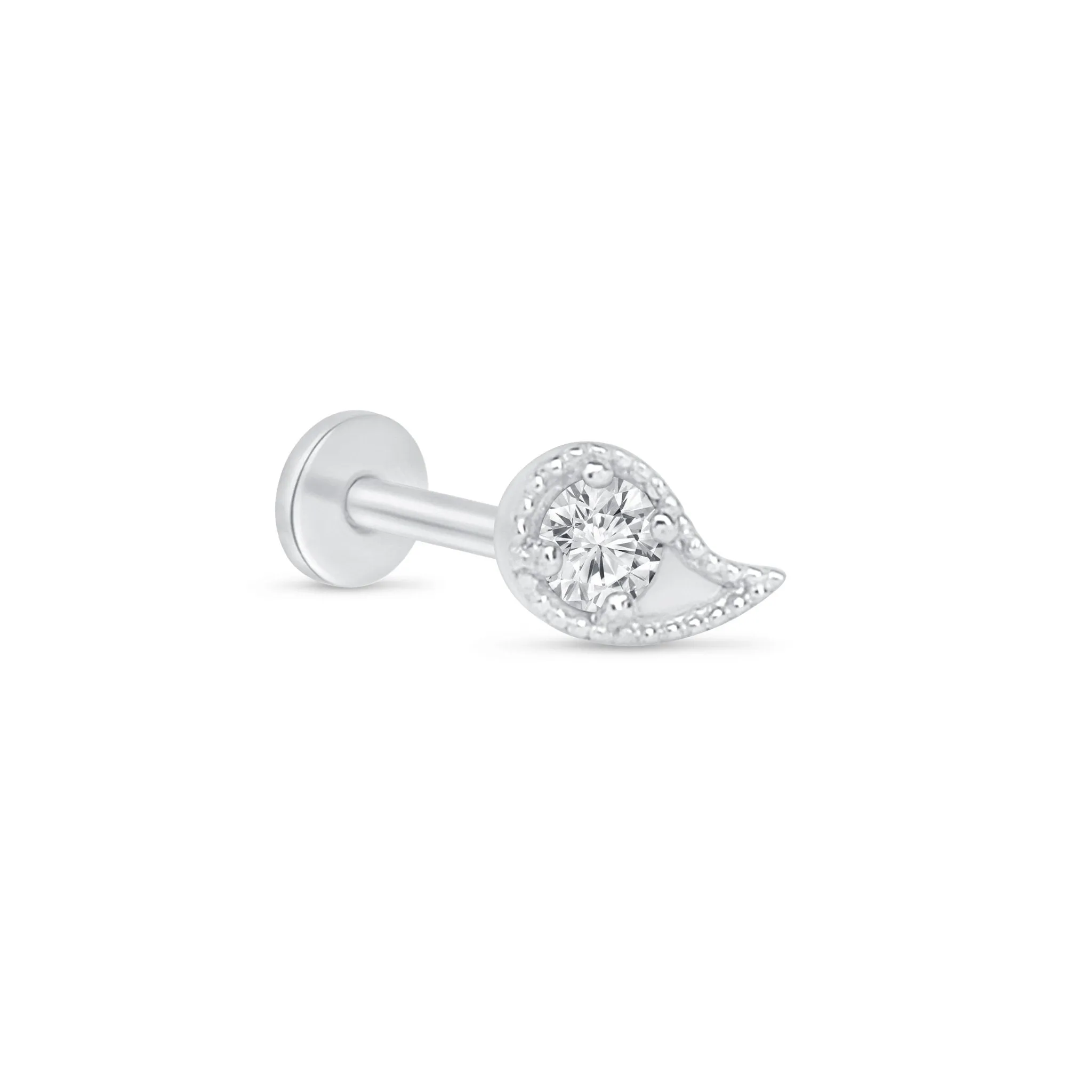 Milgrain Diamond Paisley Flat Back Earring