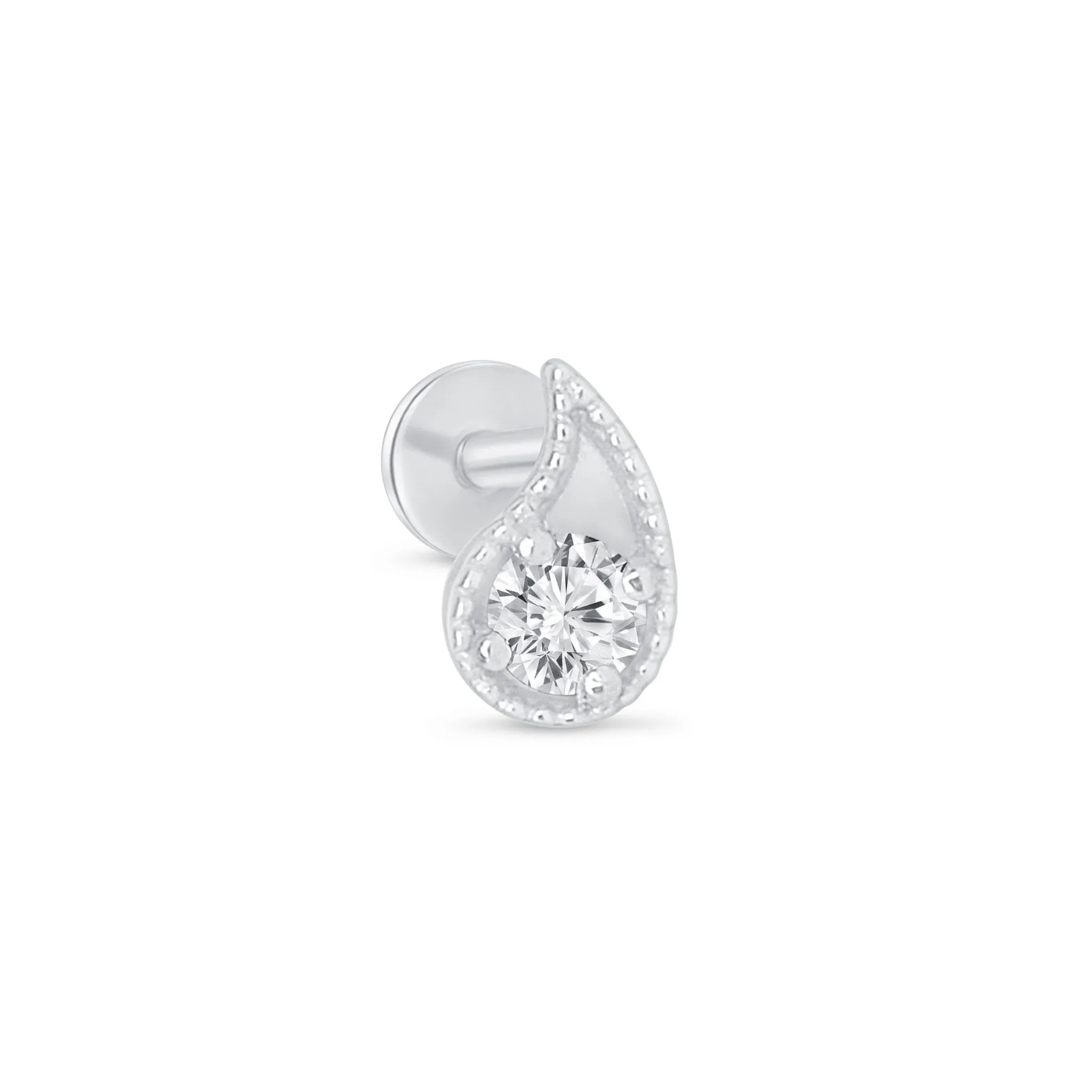 Milgrain Diamond Paisley Flat Back Earring