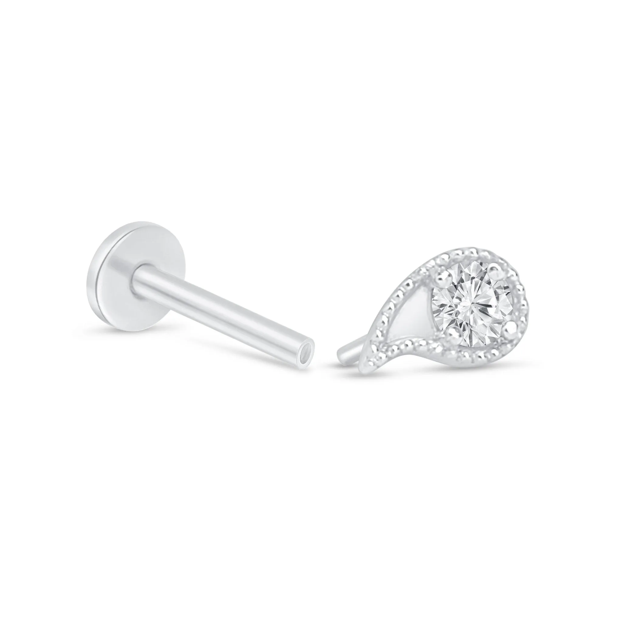 Milgrain Diamond Paisley Flat Back Earring