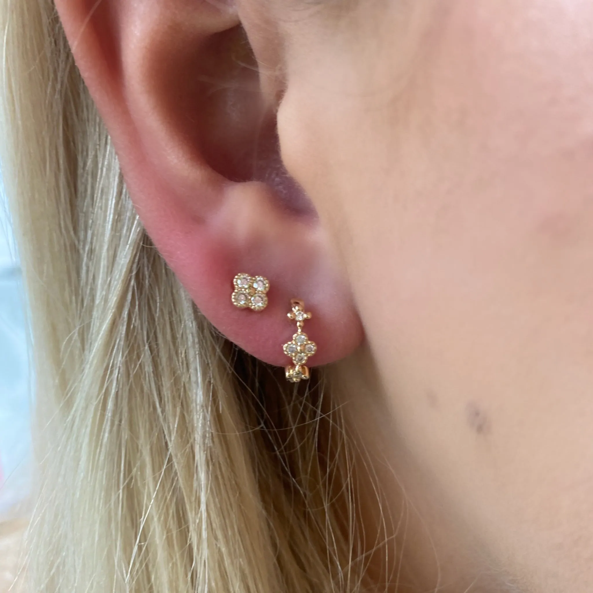 Mini Diamond Clover Studs
