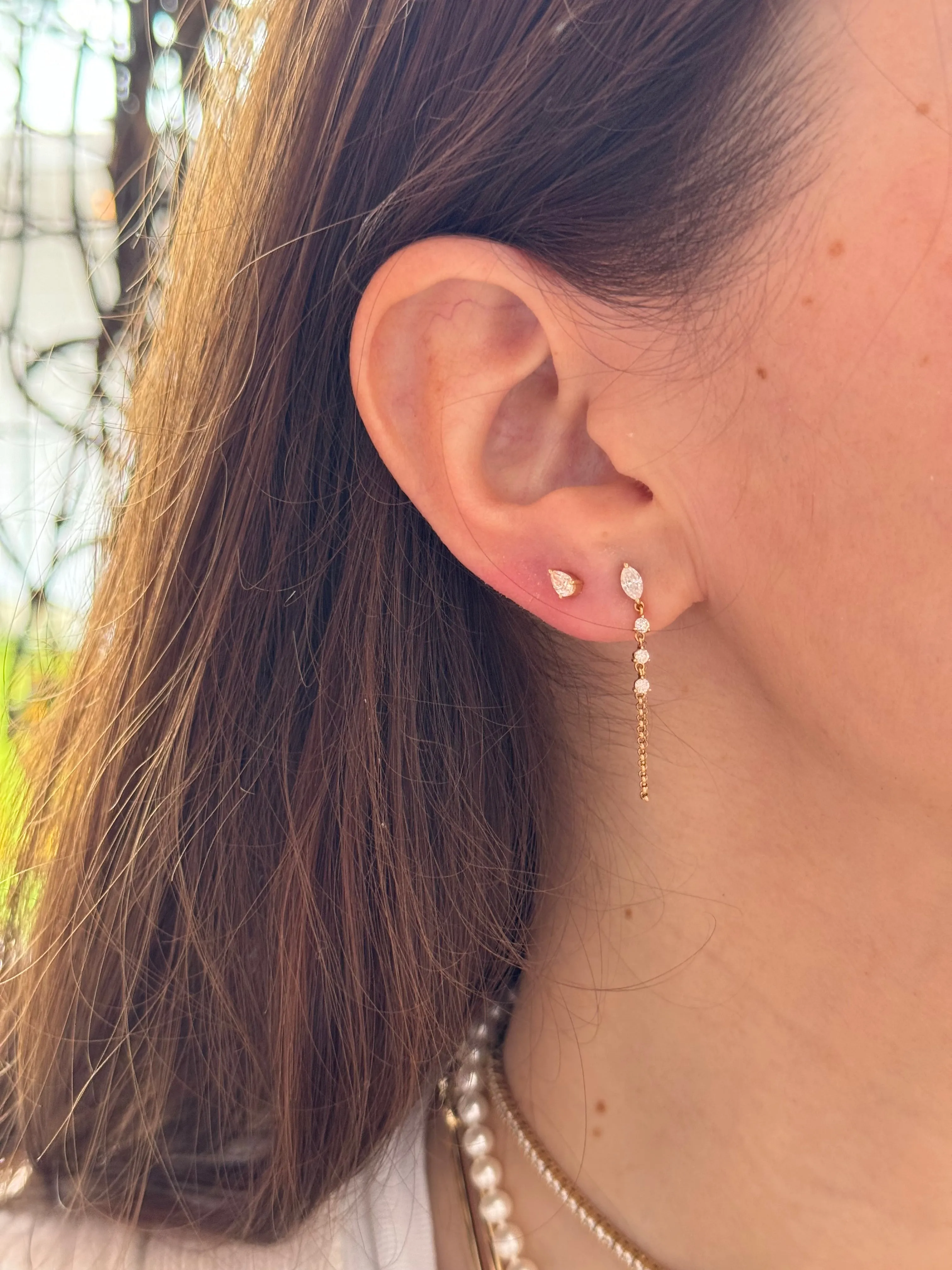 Mini Pear Diamond Stud