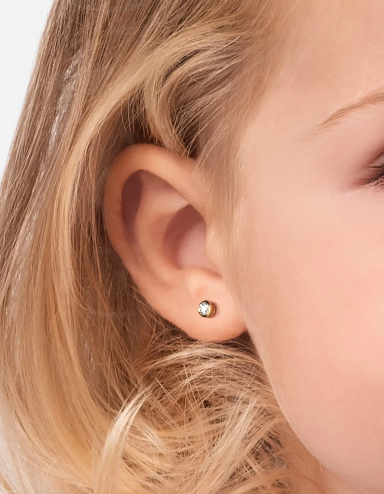 Mini Solitaire Studs, 14k Gold Pavé