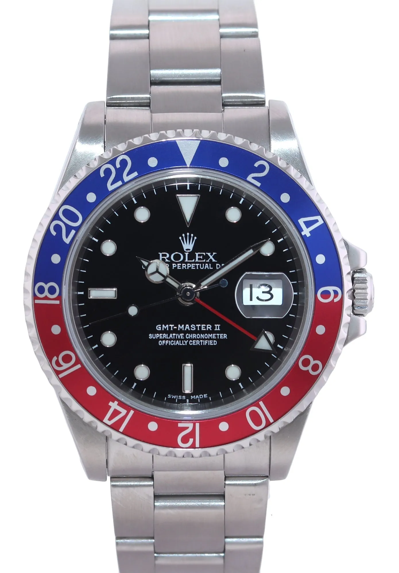 MINT 2001 PAPERS Rolex GMT-Master 2 Pepsi Blue Red Steel 16710 40mm Watch Box