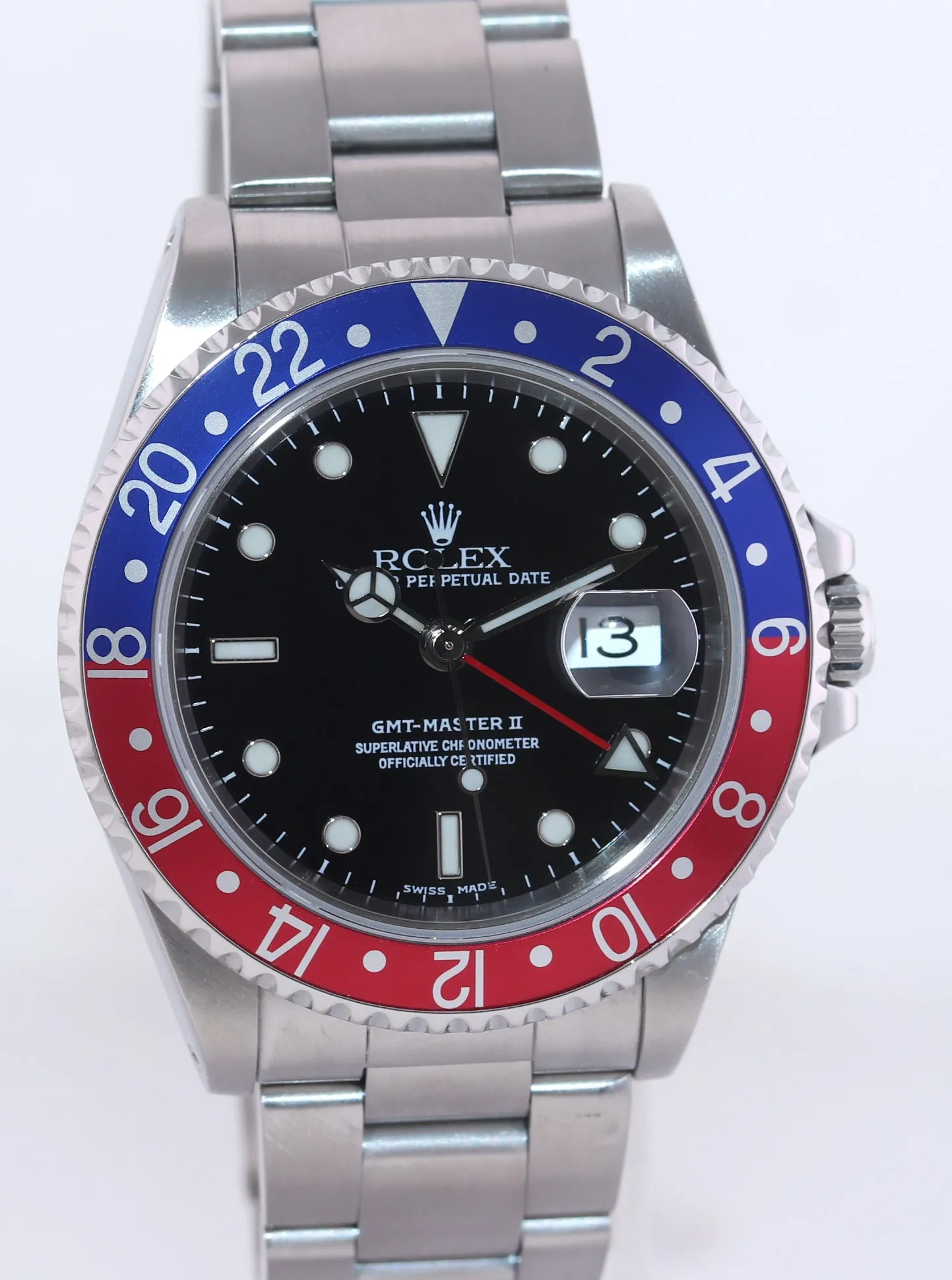 MINT 2001 PAPERS Rolex GMT-Master 2 Pepsi Blue Red Steel 16710 40mm Watch Box
