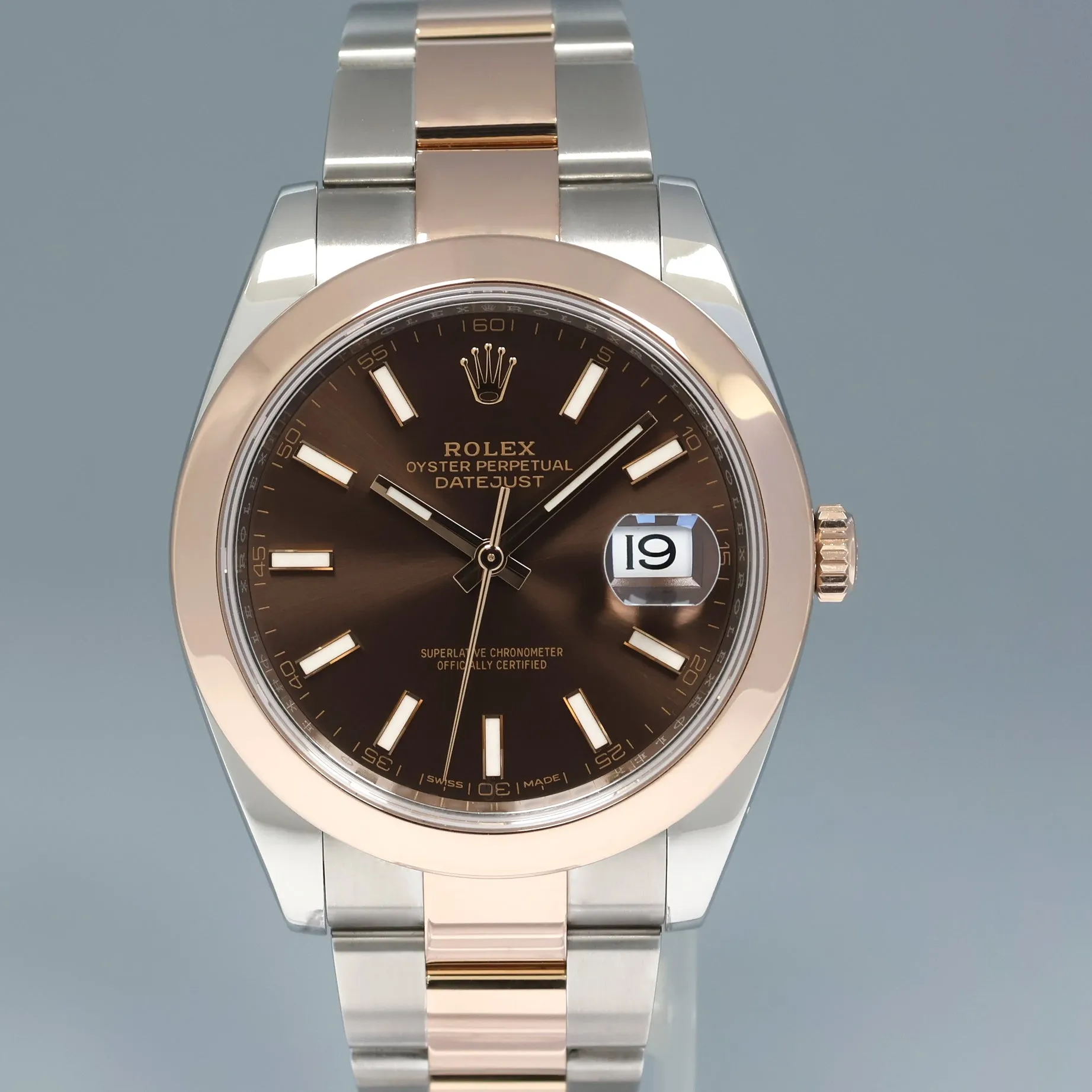 MINT 2019 Rolex DateJust 41 126301 Brown 18k Everose Gold Two-Tone Oyster Watch Box