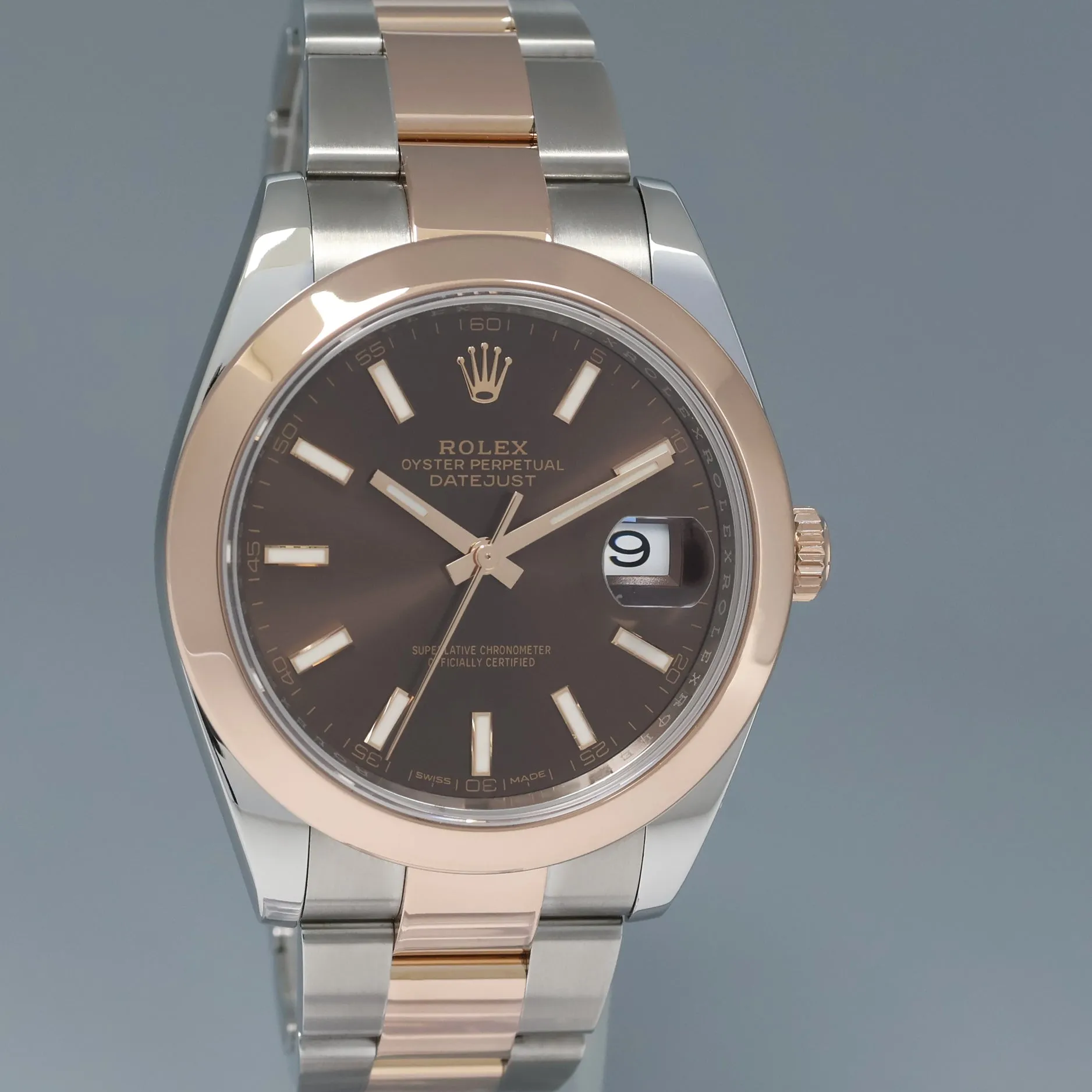 MINT 2019 Rolex DateJust 41 126301 Brown 18k Everose Gold Two-Tone Oyster Watch Box