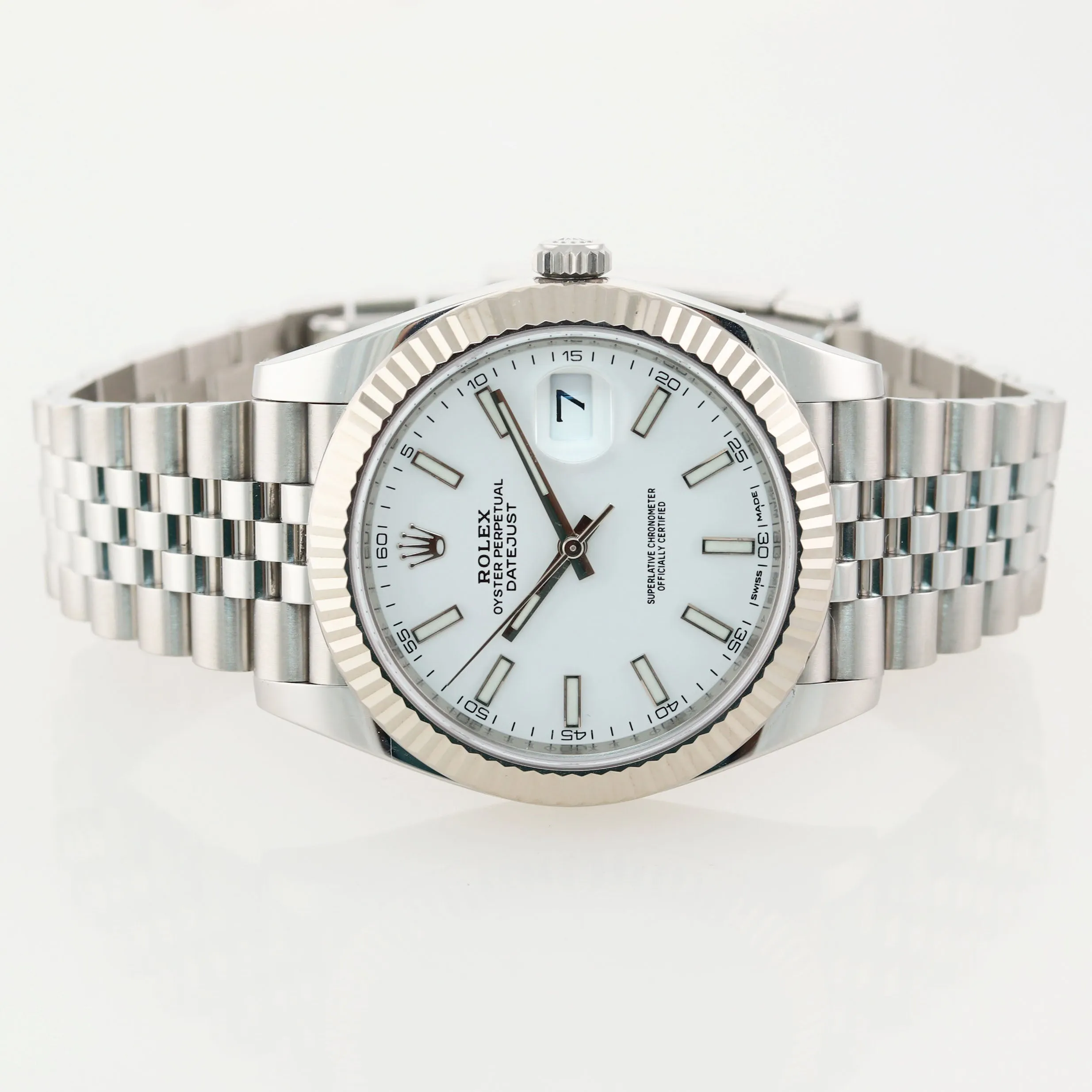 MINT 2019 Rolex DateJust 41 White Dial 126334 Steel Gold Jubilee Band Watch Box
