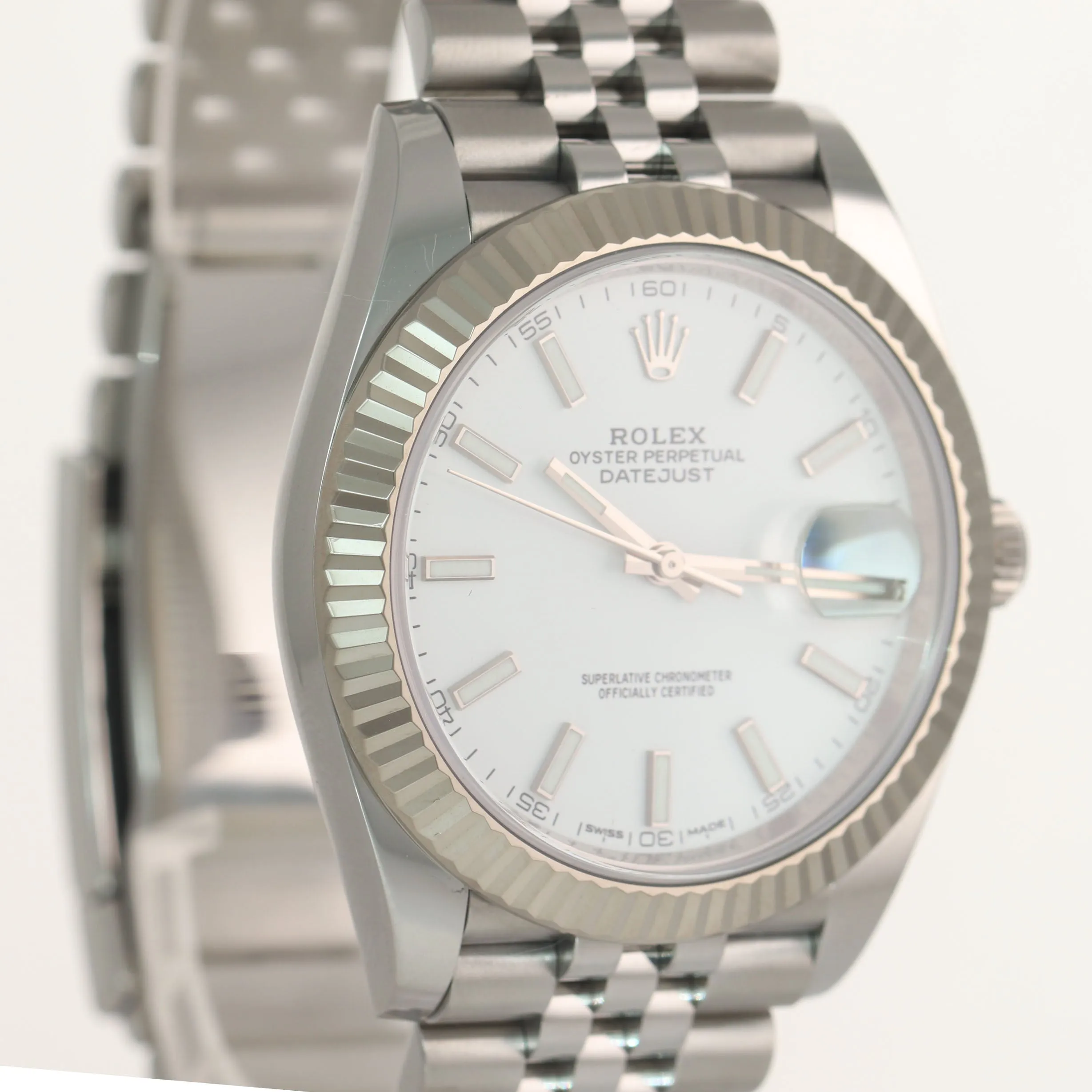 MINT 2019 Rolex DateJust 41 White Dial 126334 Steel Gold Jubilee Band Watch Box