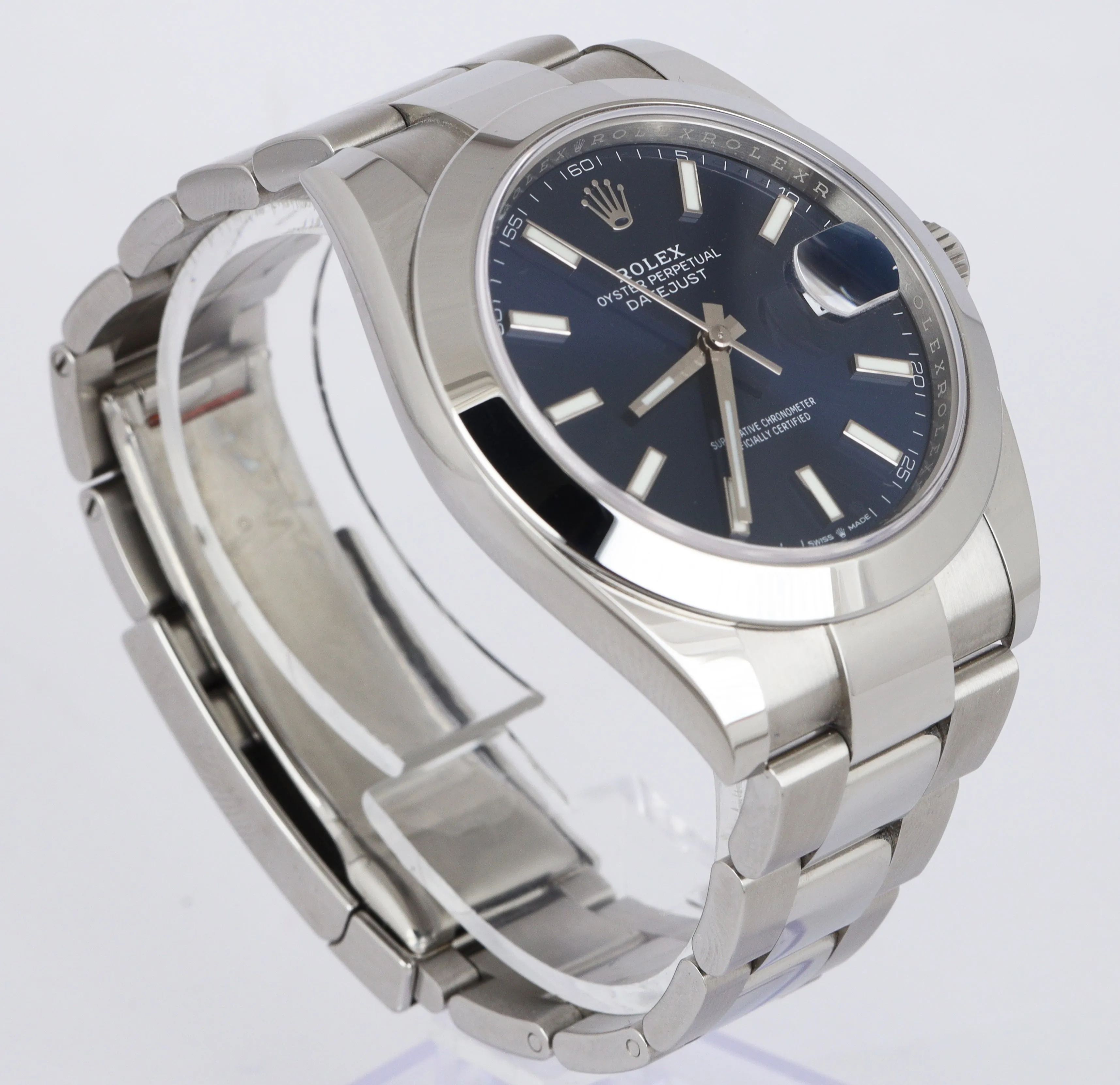 MINT 2020 Rolex DateJust 41 Blue Stick 126300 41mm Smooth Stainless Oyster Watch