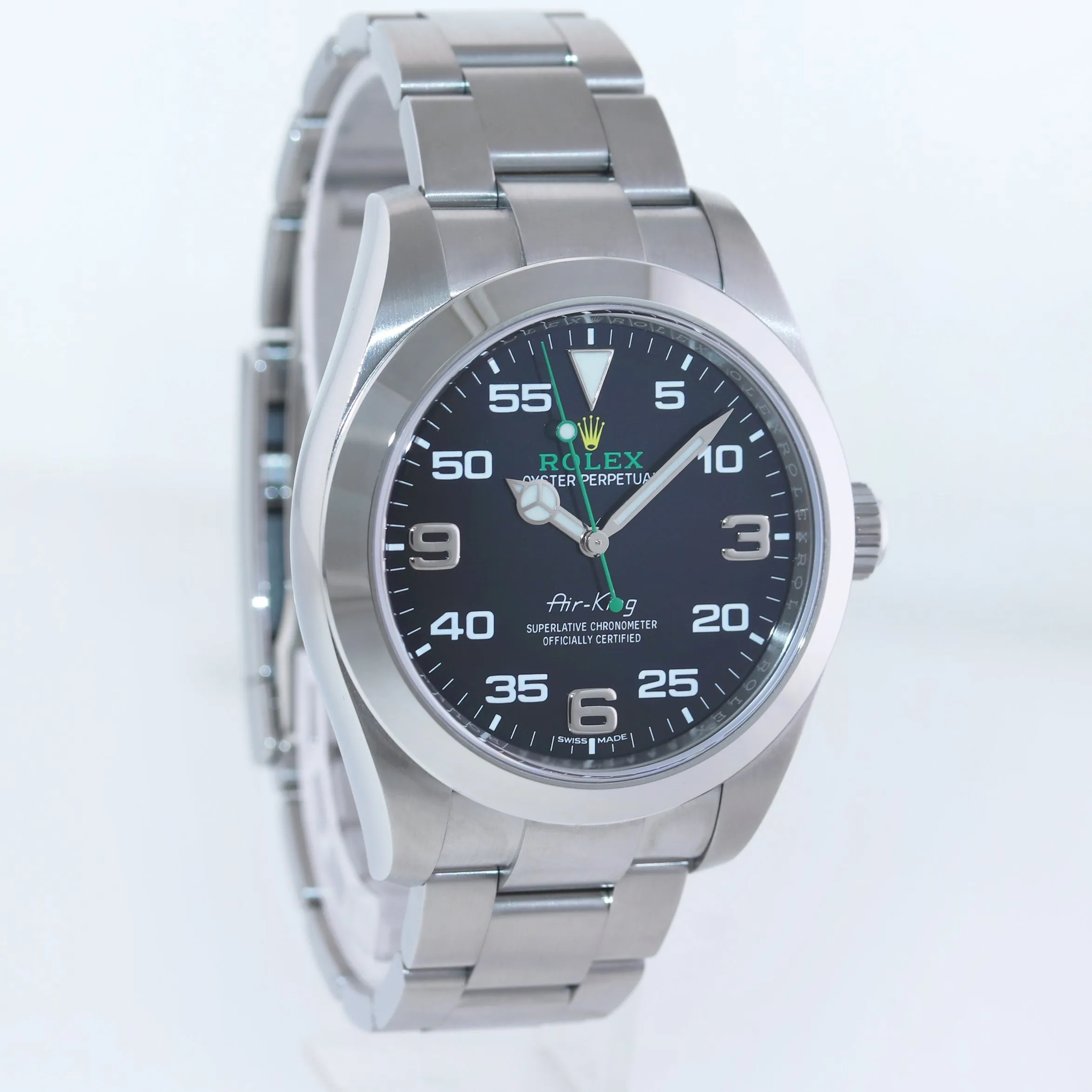 MINT 2021 PAPERS Rolex Air-King 116900 Green Arabic 40mm Steel Watch Box