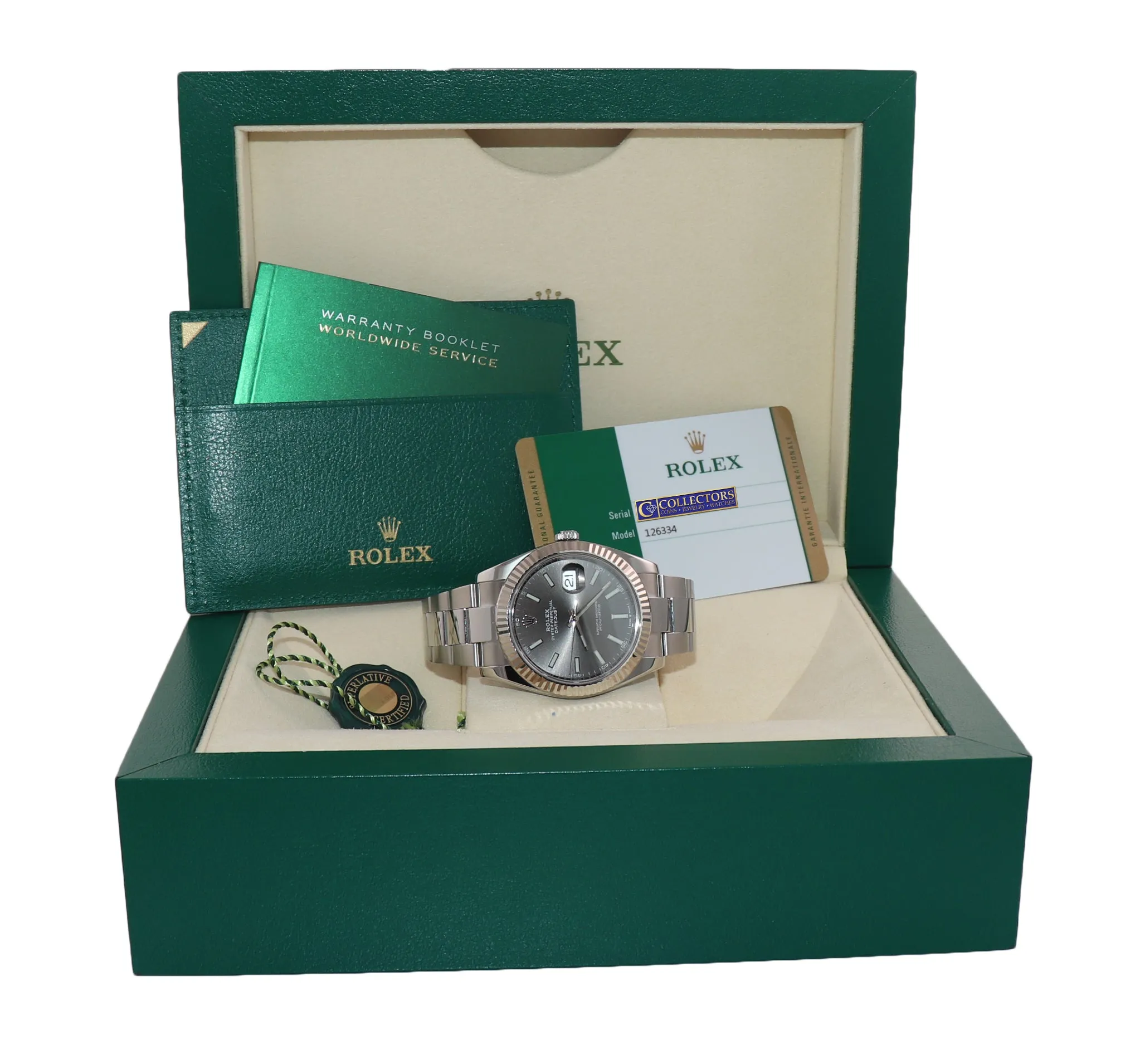 MINT PAPERS Rolex DateJust 41 Rhodium Grey Stick Oyster Fluted 126334 Watch Box