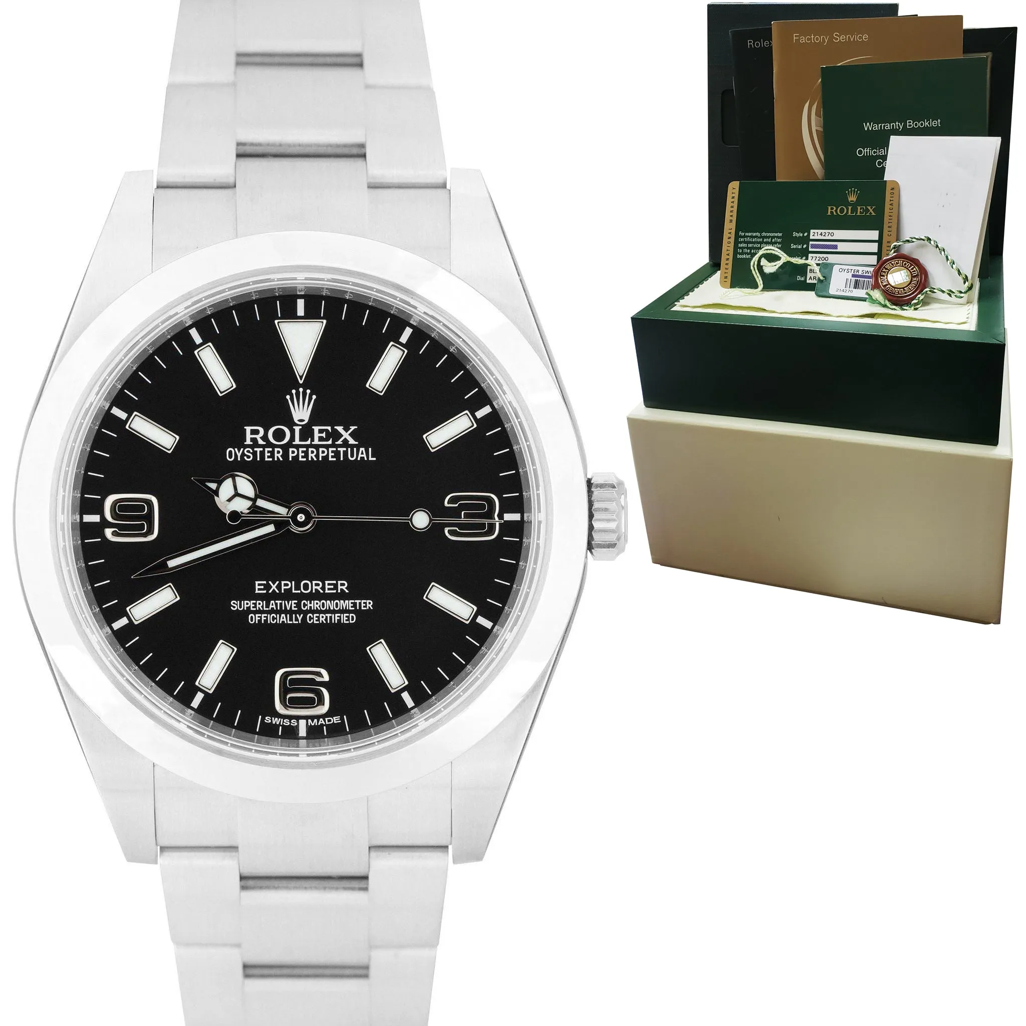 MINT Rolex Explorer I Black 39mm Stainless Steel Swiss Oyster Watch 214270 B P