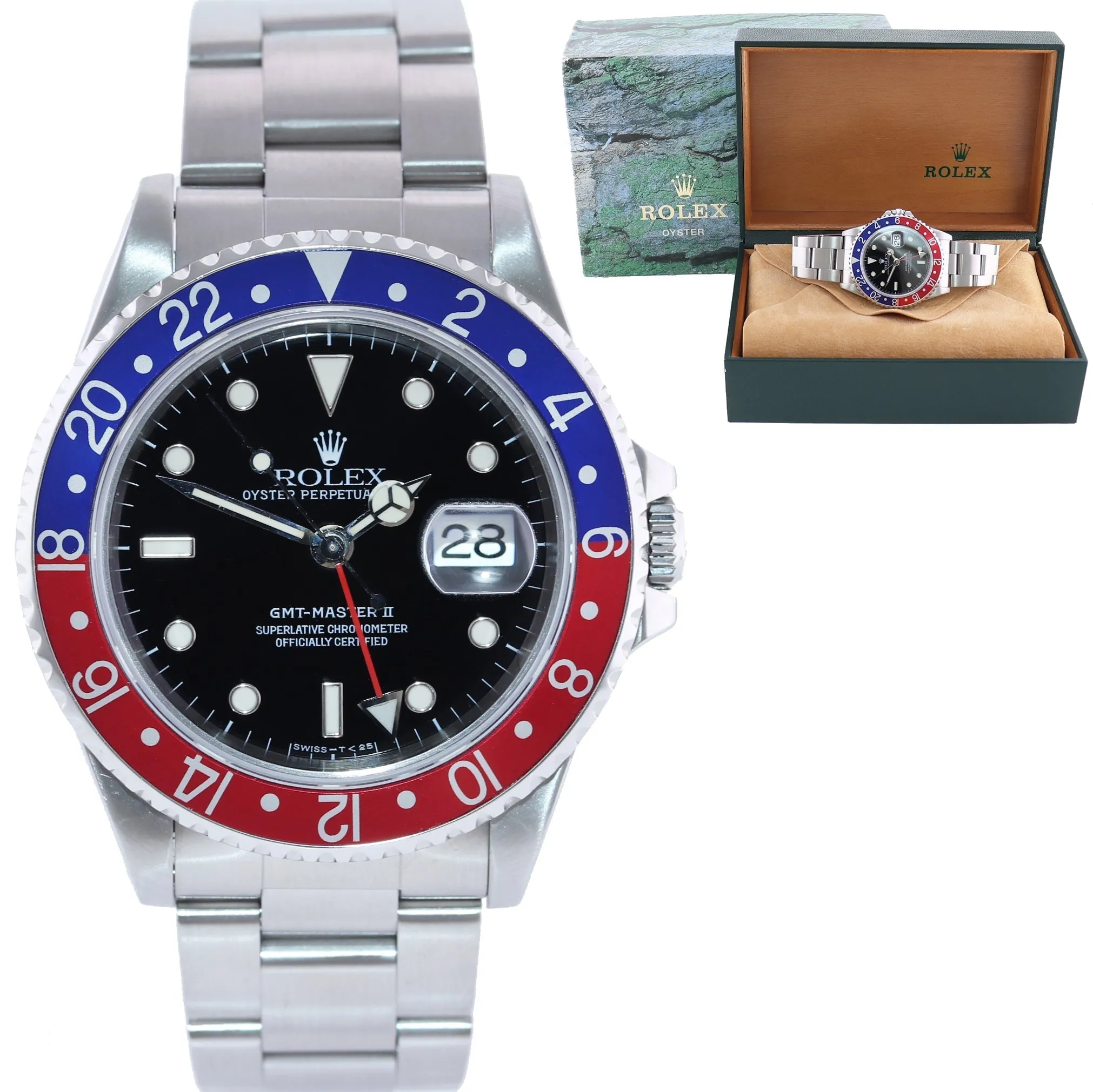 MINT Rolex GMT-Master II Pepsi Blue Red Steel  16710 40mm Watch Box