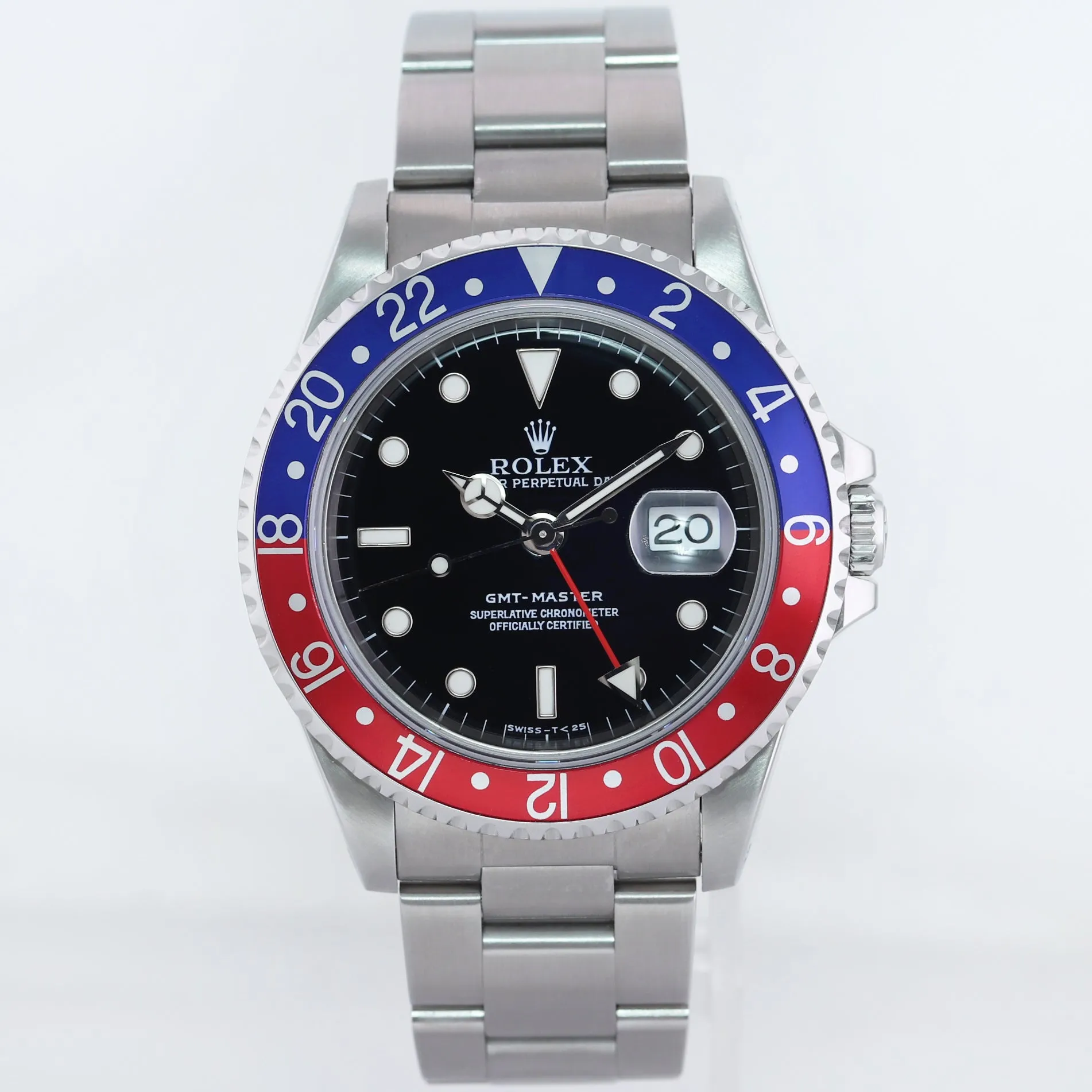 MINT Rolex GMT-Master Pepsi Blue Red Tritium Steel 16700 Watch Oyster Box