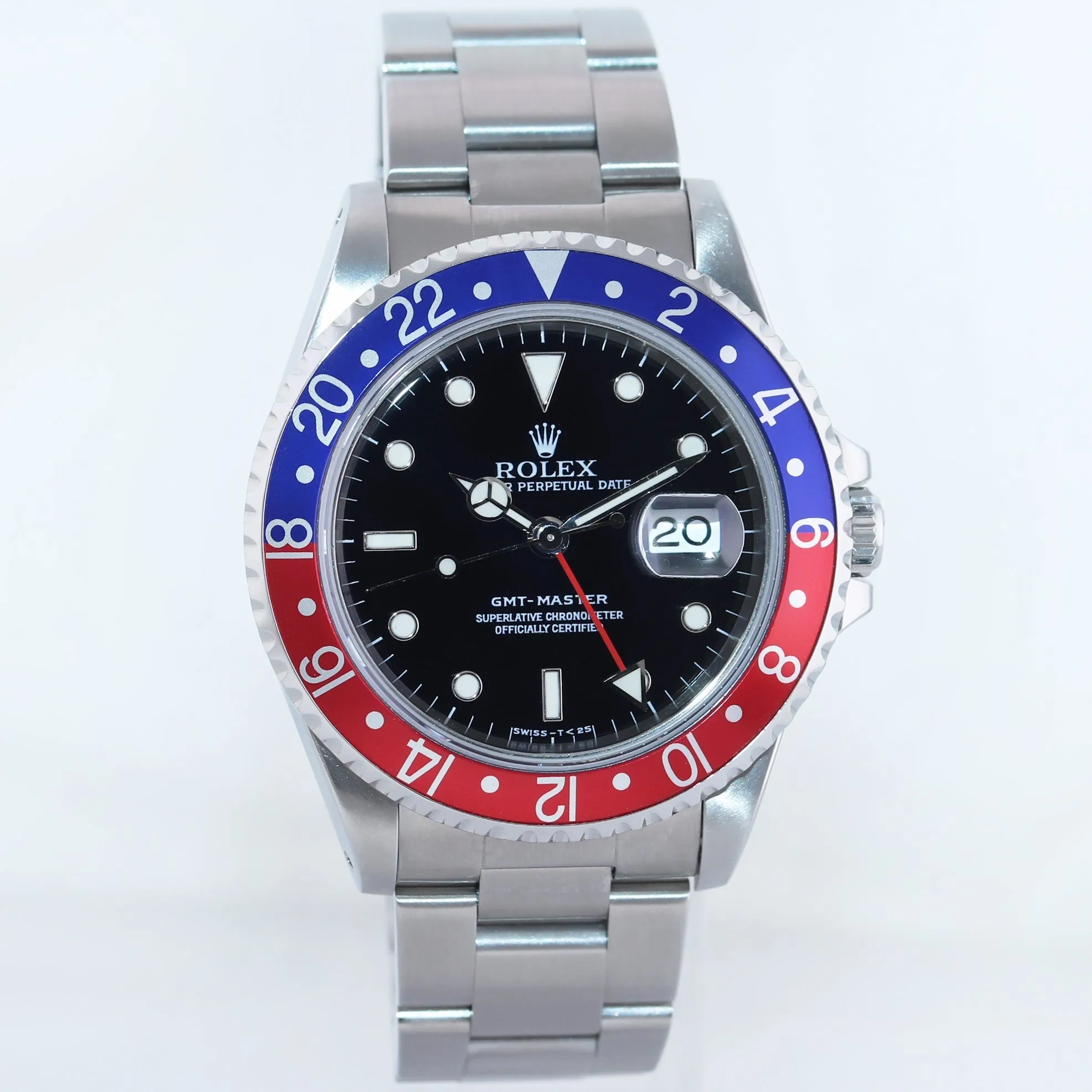 MINT Rolex GMT-Master Pepsi Blue Red Tritium Steel 16700 Watch Oyster Box