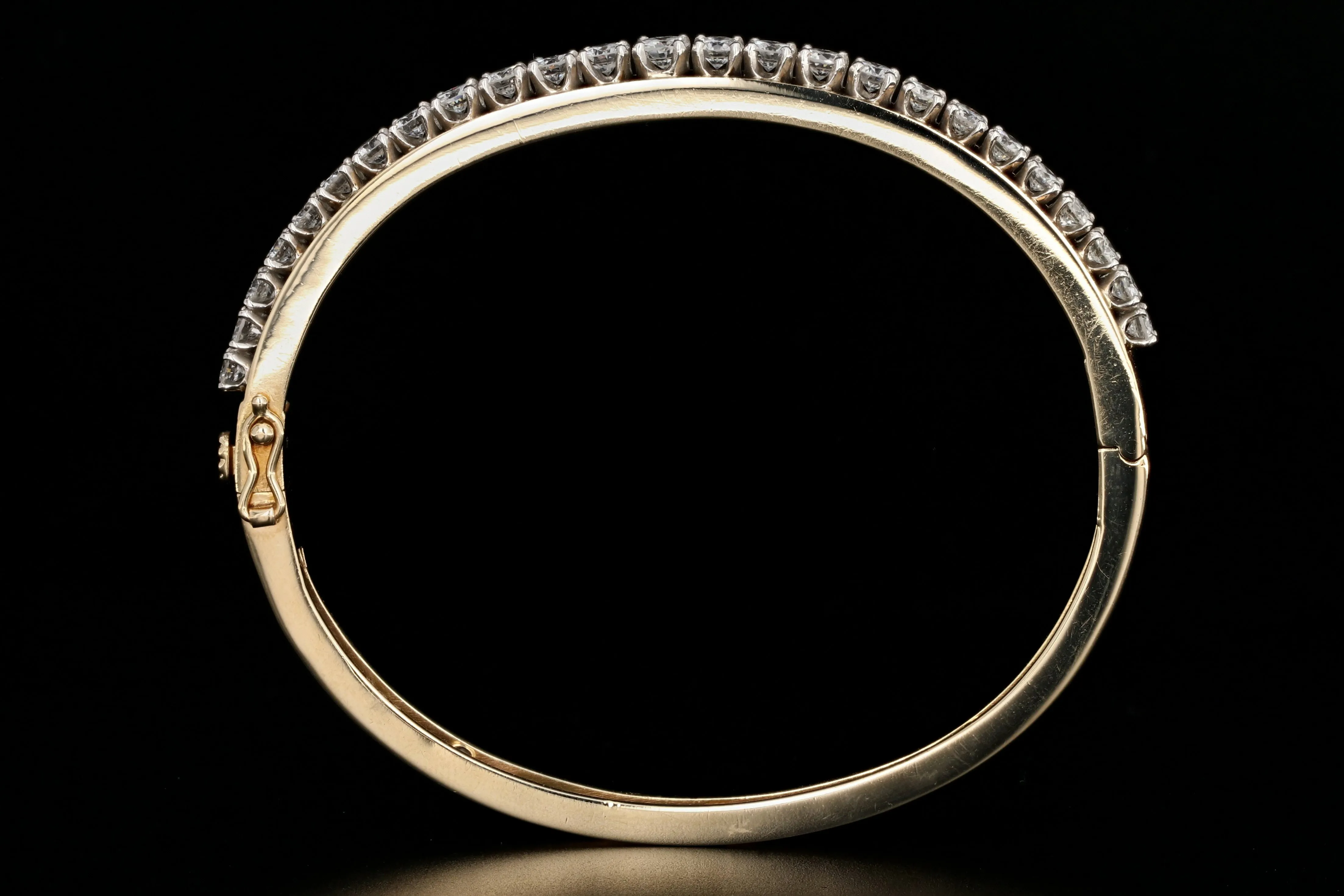 Modern 14K Yellow Gold 3.5CTW Diamond Bangle