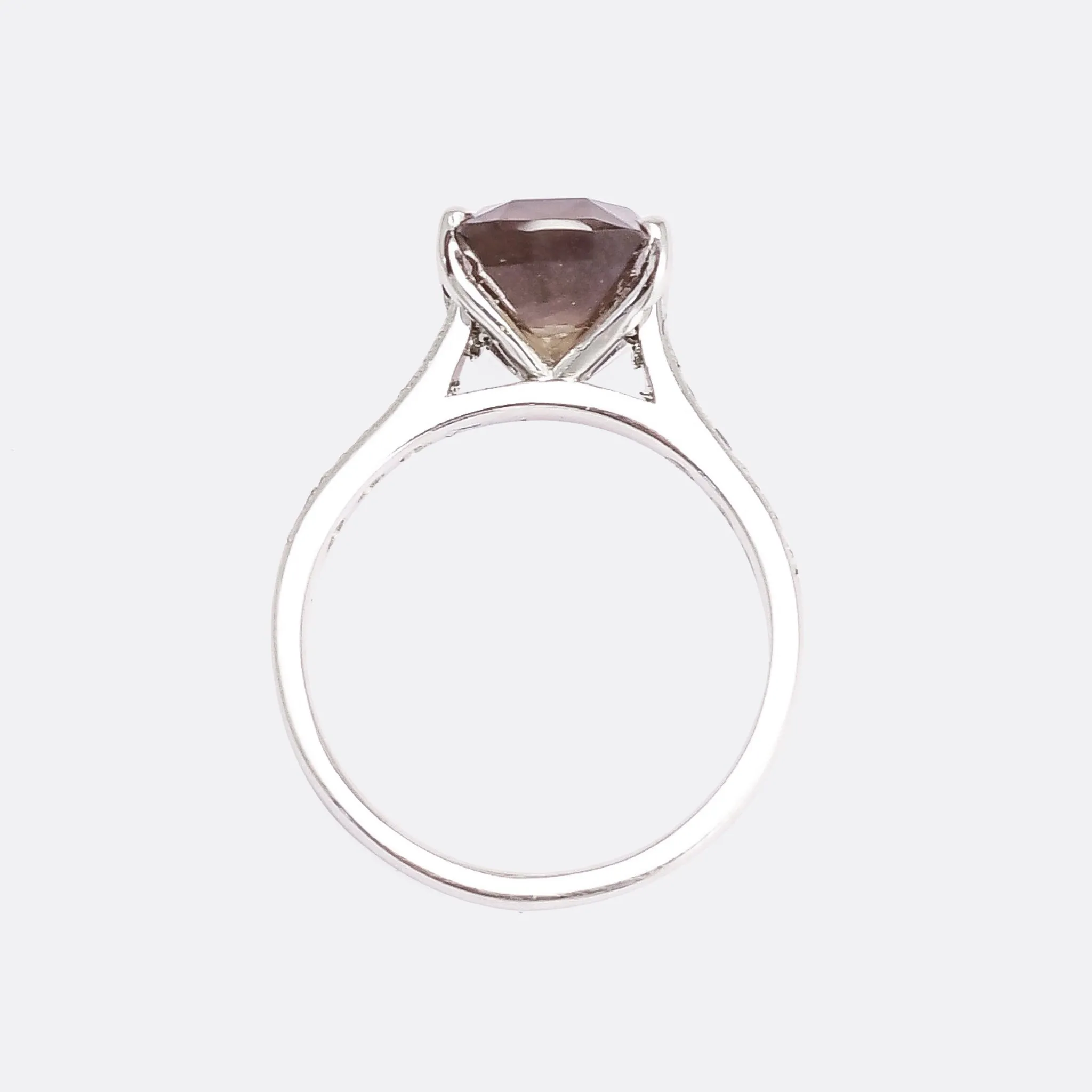 Modern 5.04ct Pink-Green Colour Change Sapphire Solitaire Ring