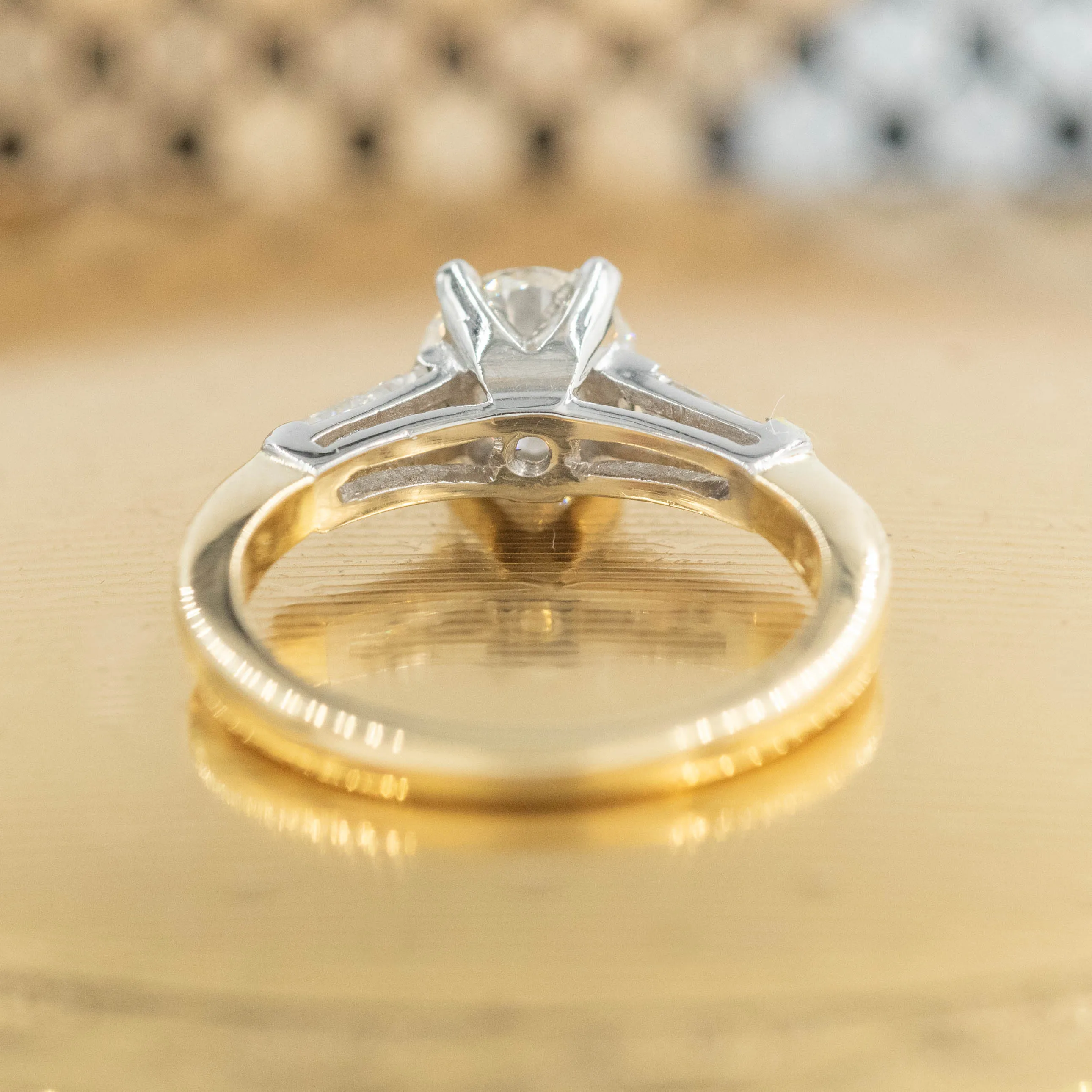 Modern Brilliant and Baguette Diamond Two-tone Ring