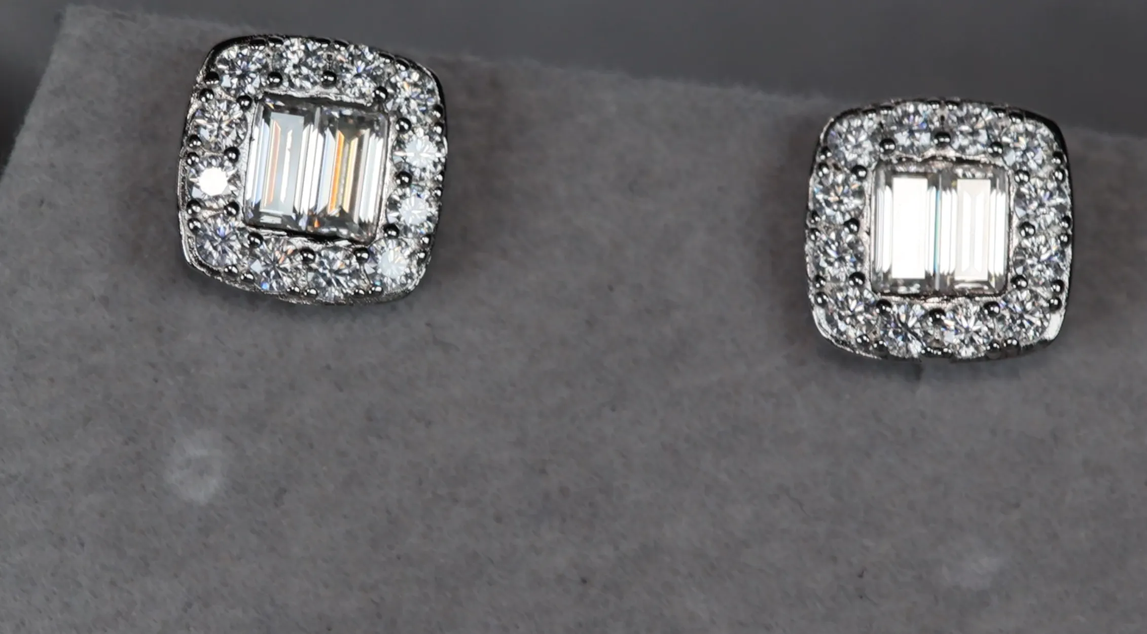 Moissanite Baguette Diamond Ear Studs | Moissanite Diamond Iced Out Ear Studs