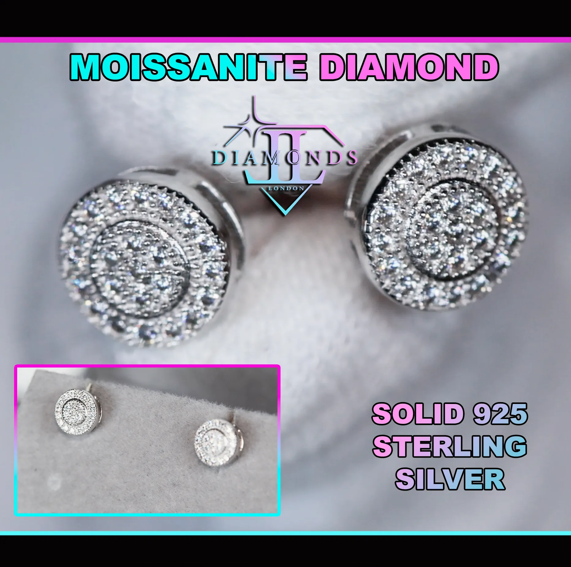 Moissanite Diamond Ear Studs | Moissanite Diamond Iced Out Ear Studs
