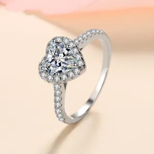 Moissanite Wedding Ring, Heart Shape Diamonds Ring, Statement Ring-RM022