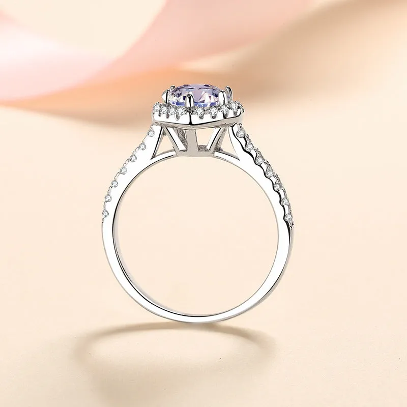 Moissanite Wedding Ring, Heart Shape Diamonds Ring, Statement Ring-RM022