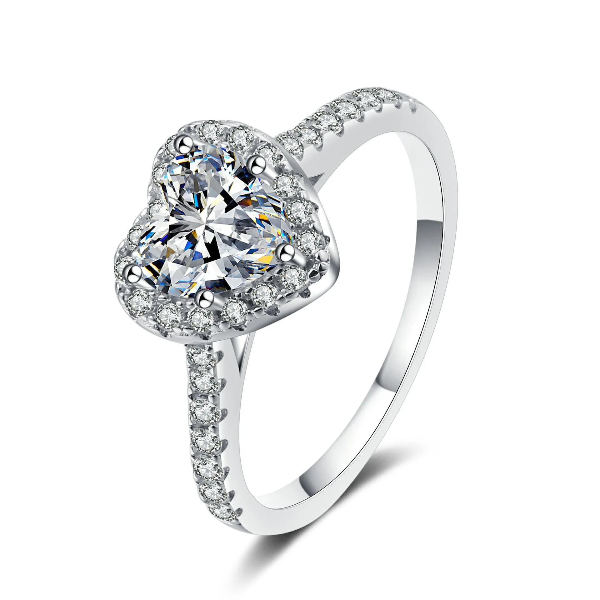 Moissanite Wedding Ring, Heart Shape Diamonds Ring, Statement Ring-RM022