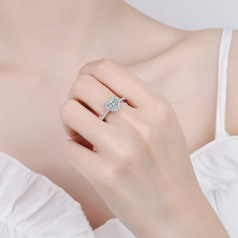 Moissanite Wedding Ring, Heart Shape Diamonds Ring, Statement Ring-RM022