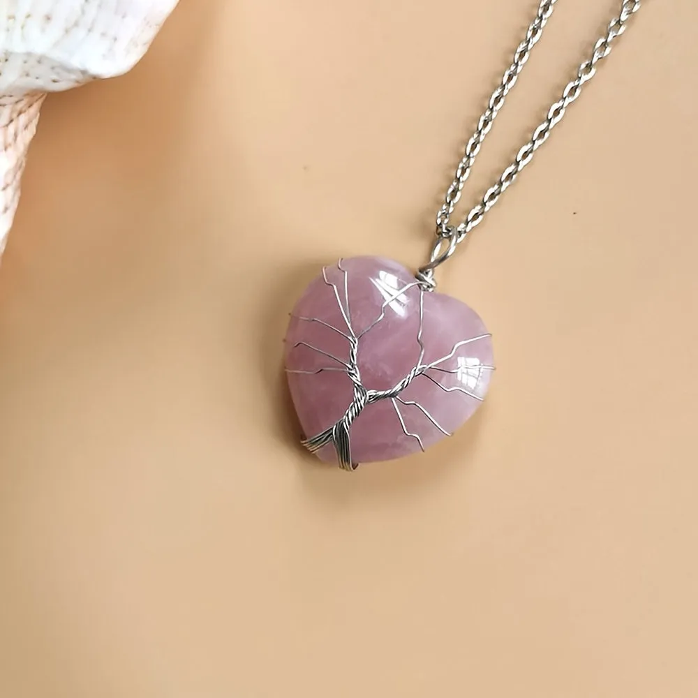 Monogram Necklace Crystal Heart Vintage Wrapped Jewelry Tree of Life