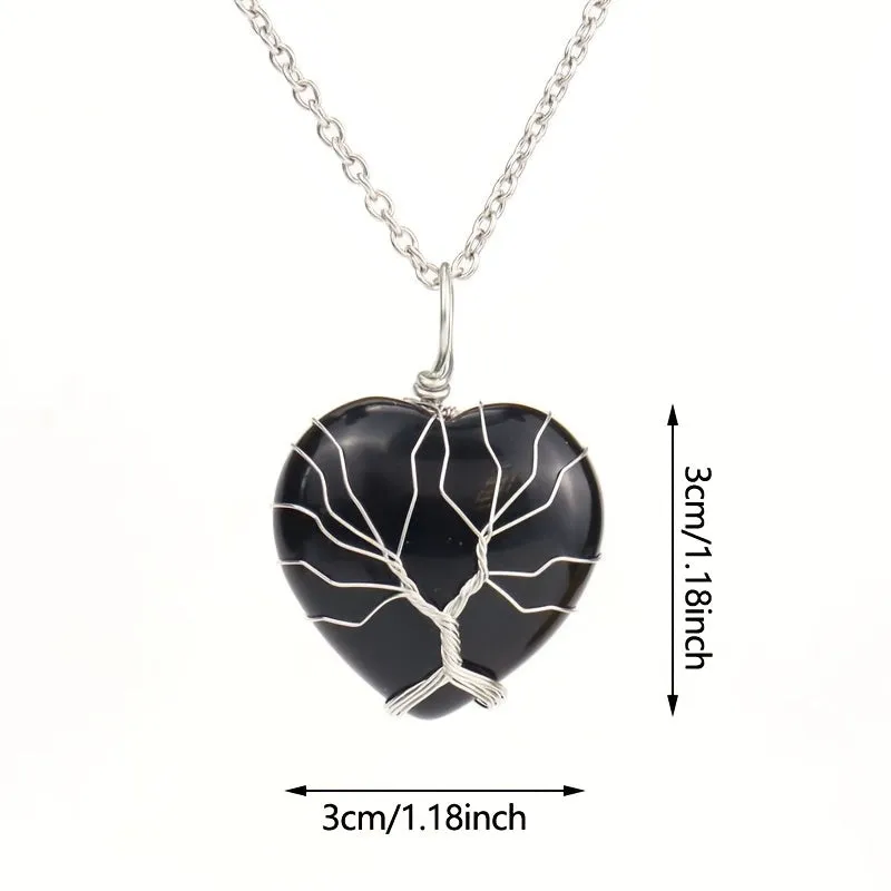 Monogram Necklace Crystal Heart Vintage Wrapped Jewelry Tree of Life