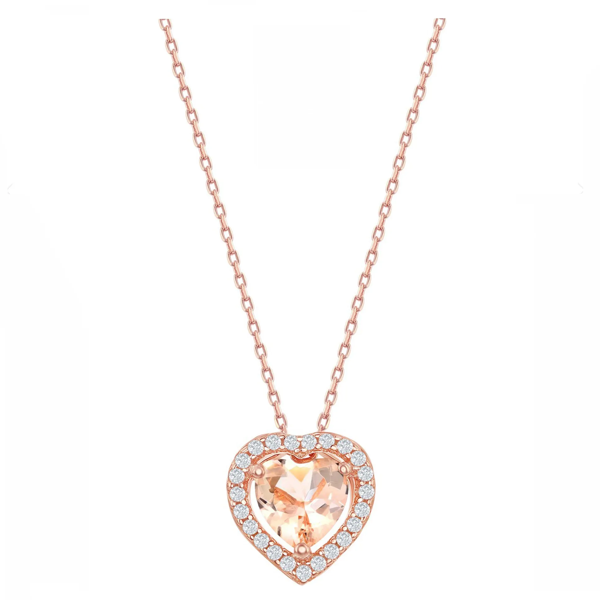 Morganite Heart Halo Necklace