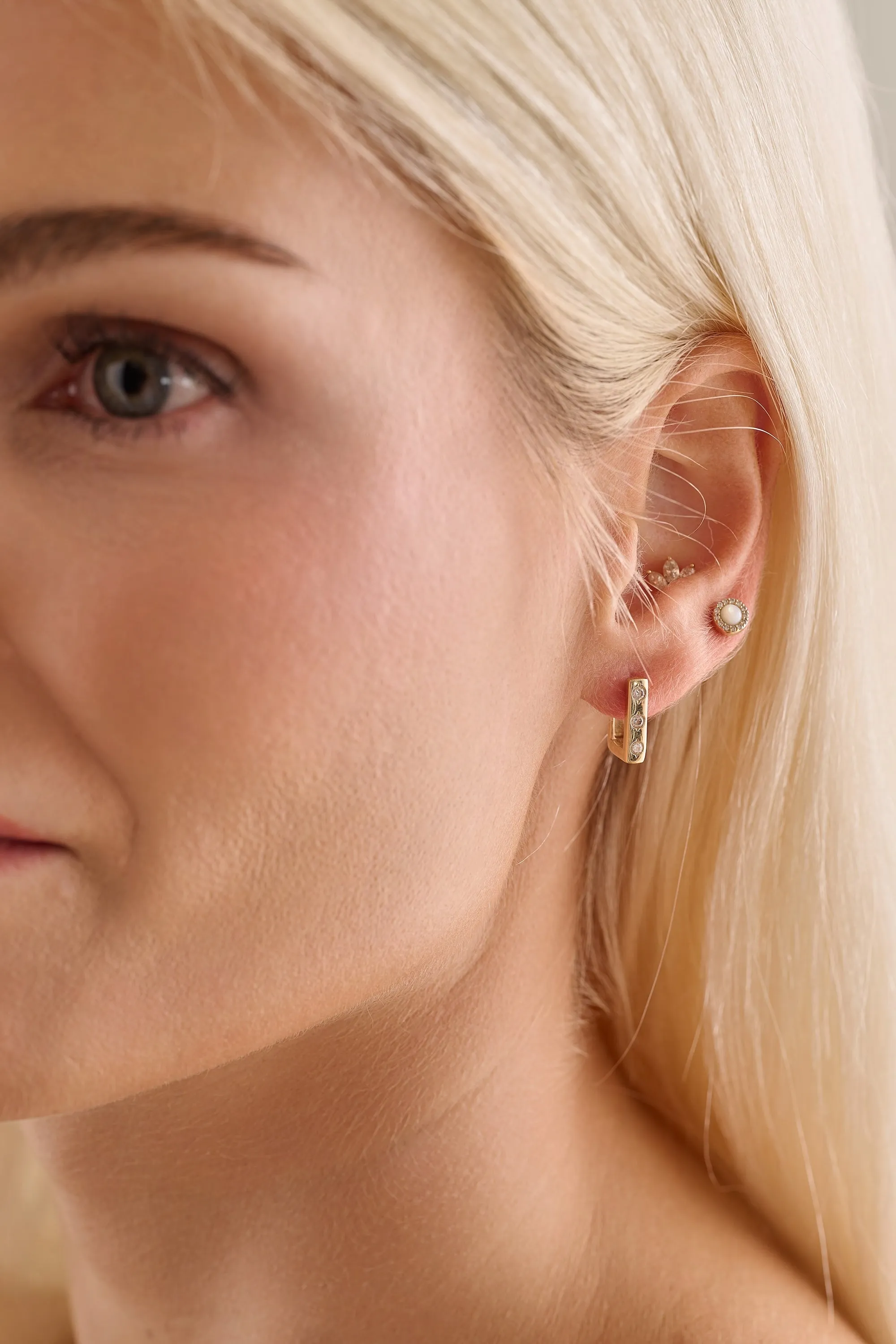 Mother of Pearl Studs with Diamond Halo