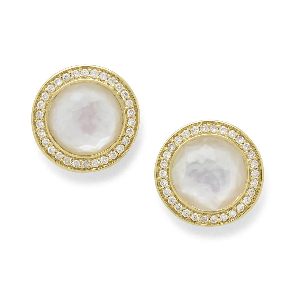 Mother of Pearl Studs with Diamond Halo