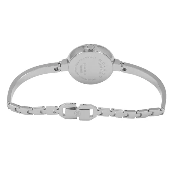 Movado Bela Silver Stainless Steel Black Dial Quartz Watch for Ladies - 606595