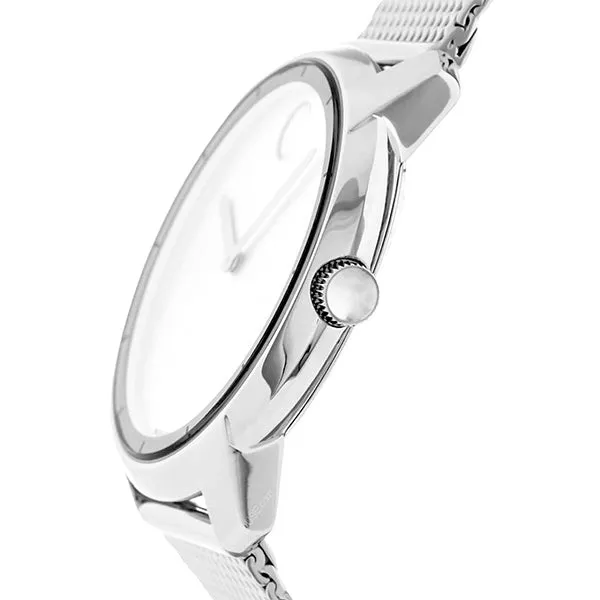 Movado Bold Series Silver Stainless Steel Mesh Silver Dial Quartz Watch for Gents- 3600260