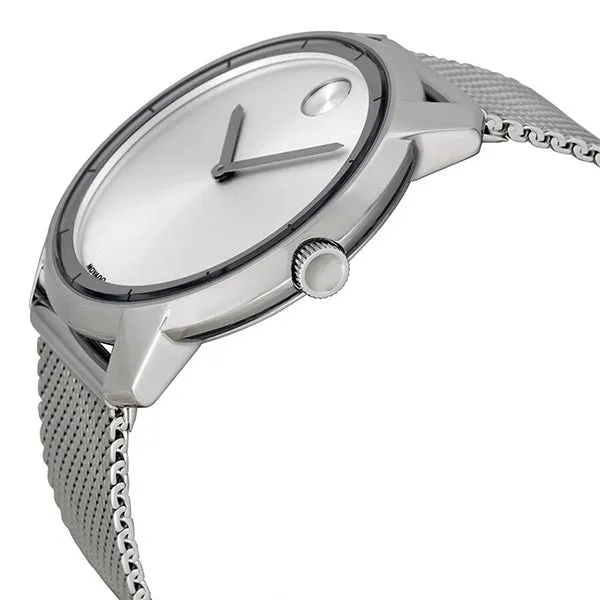 Movado Bold Series Silver Stainless Steel Mesh Silver Dial Quartz Watch for Gents- 3600260